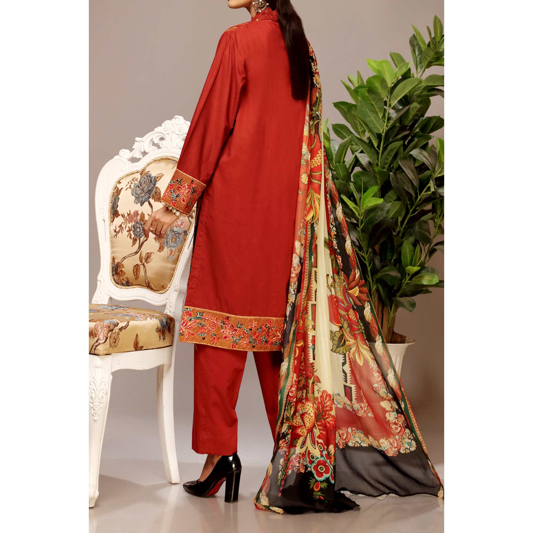 2PC-Digital Printed Lawn Shirt with Dupatta PE1067 - Image 3