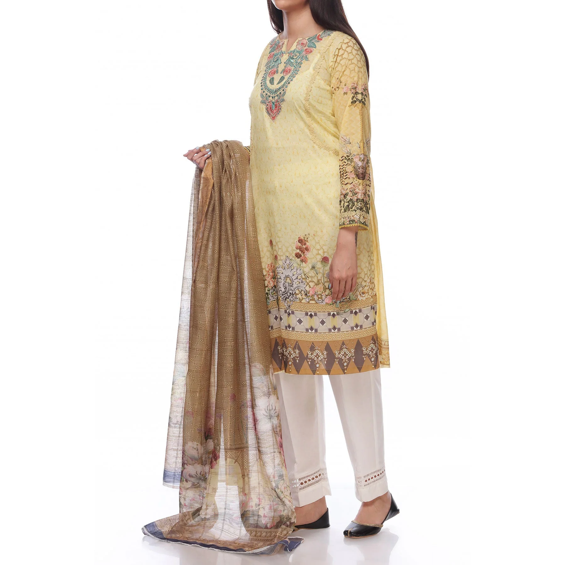 2PC- Digital Printed Lawn Embroidered Shirt With Dupatta PS2345 - Image 2