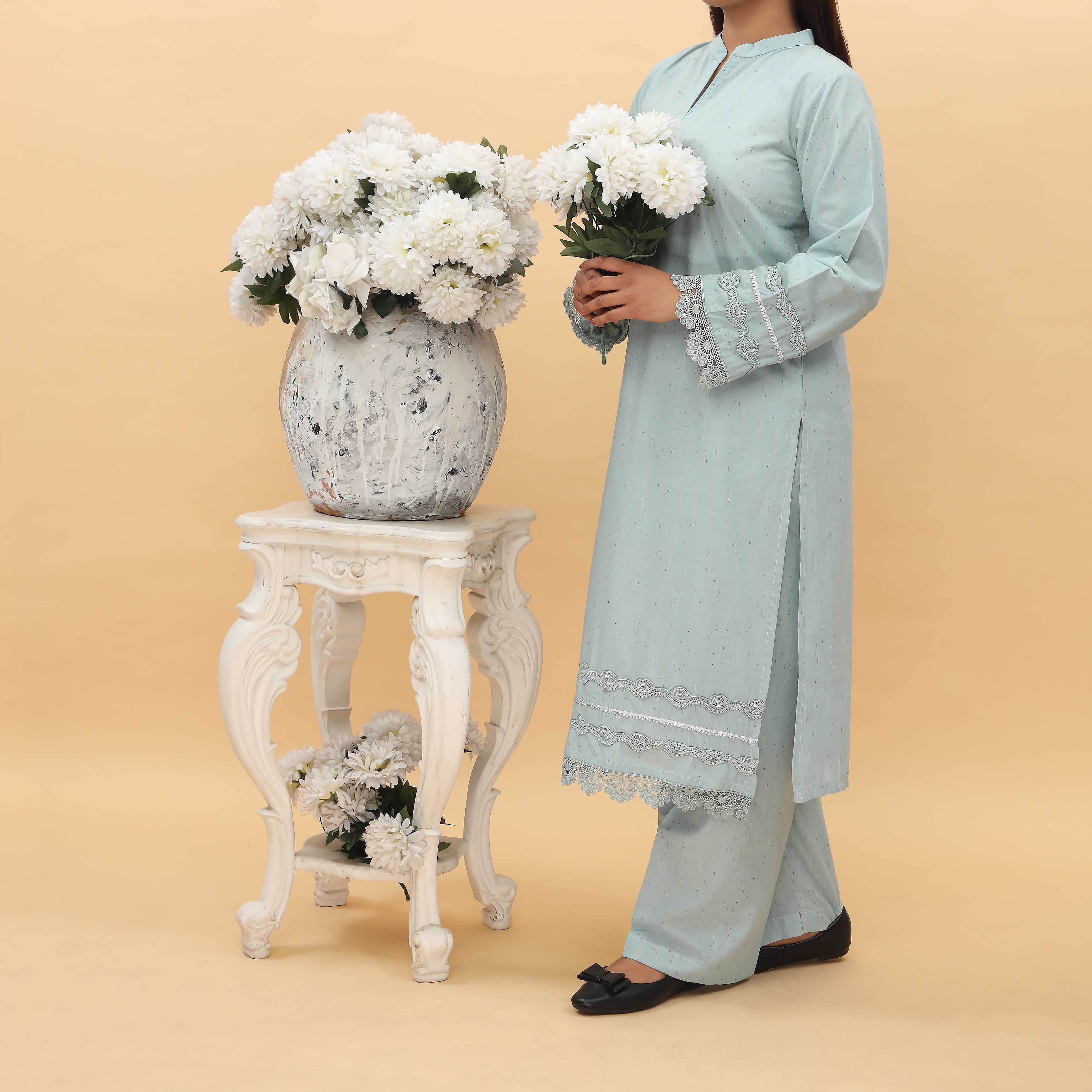2PC- Embellished Cambric Cord Set PS5033 - Image 2