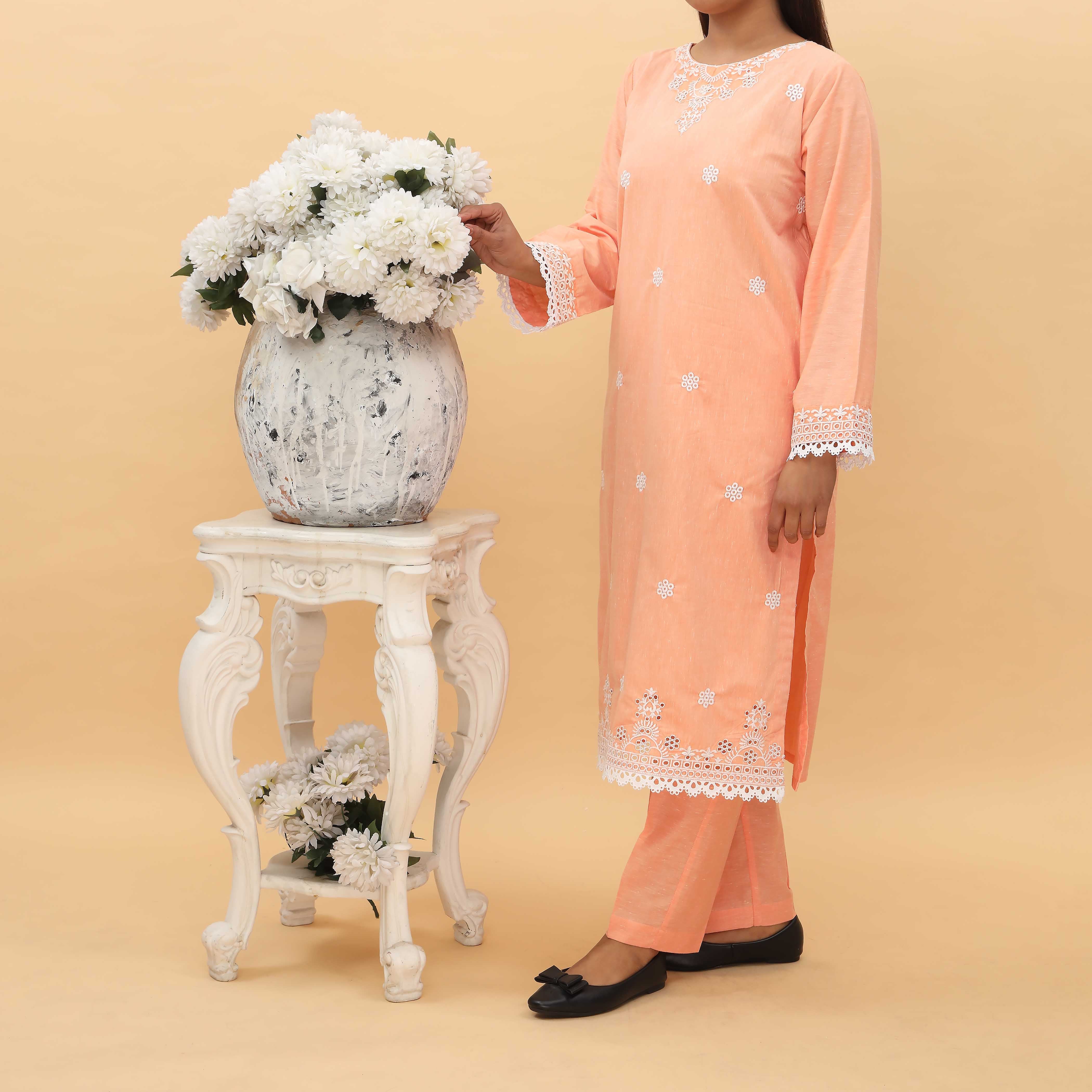 2PC- Embellished Cambric Cord Set PS5075 - Image 2
