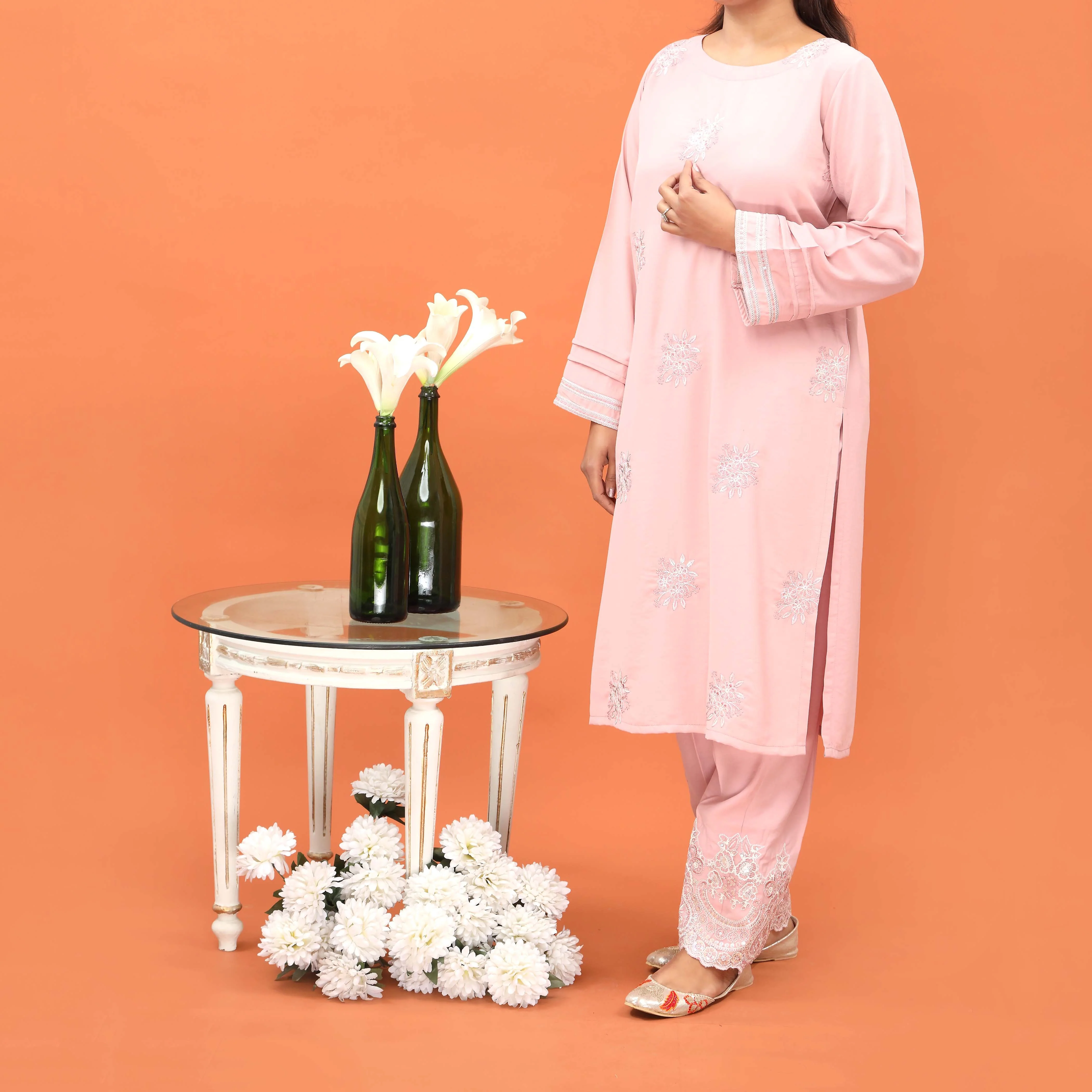 2PC- Embellished Grip Silk Co-ord Set PF5006 - Image 2