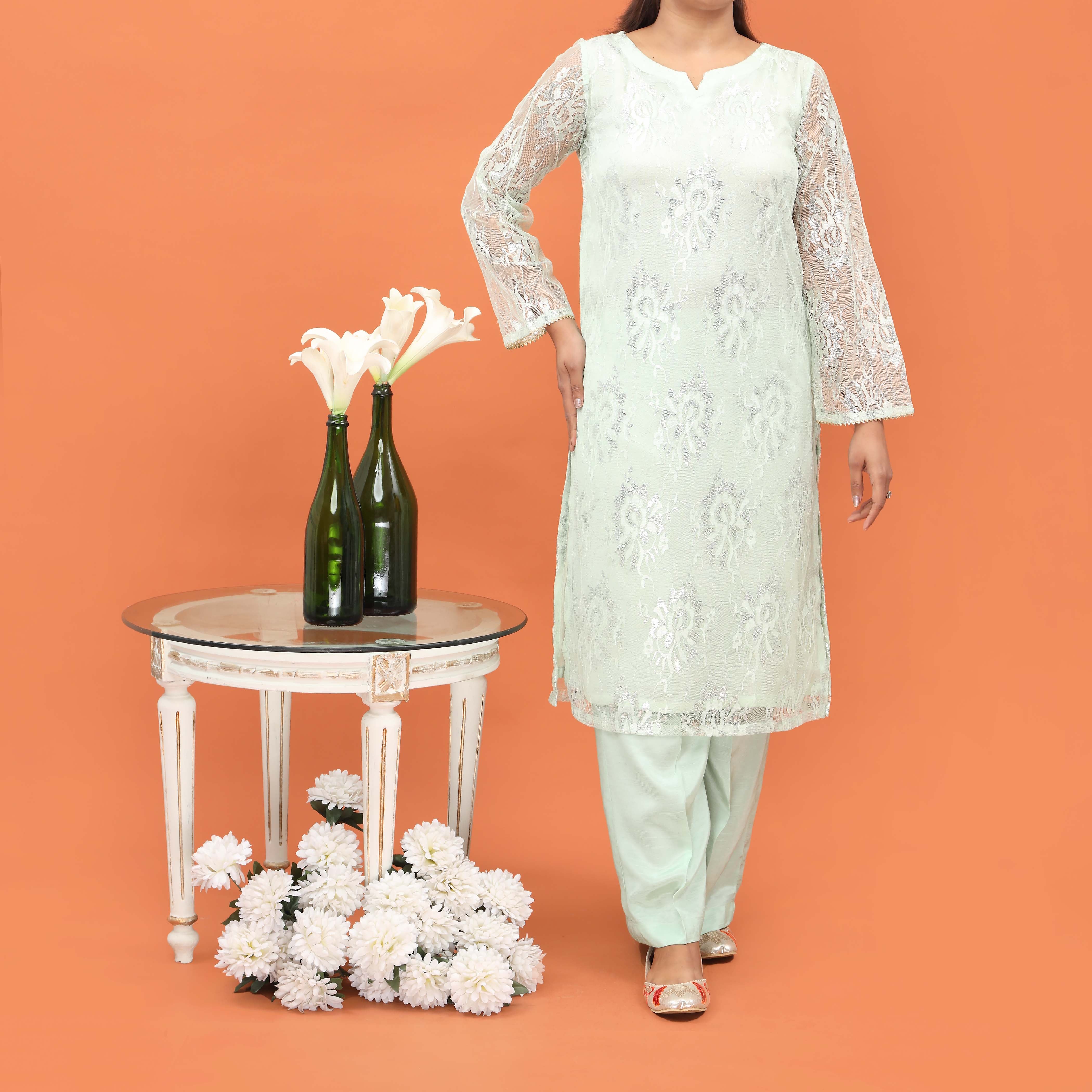 2PC- Embellished Net Co-ord Set PF5008 - Image 2