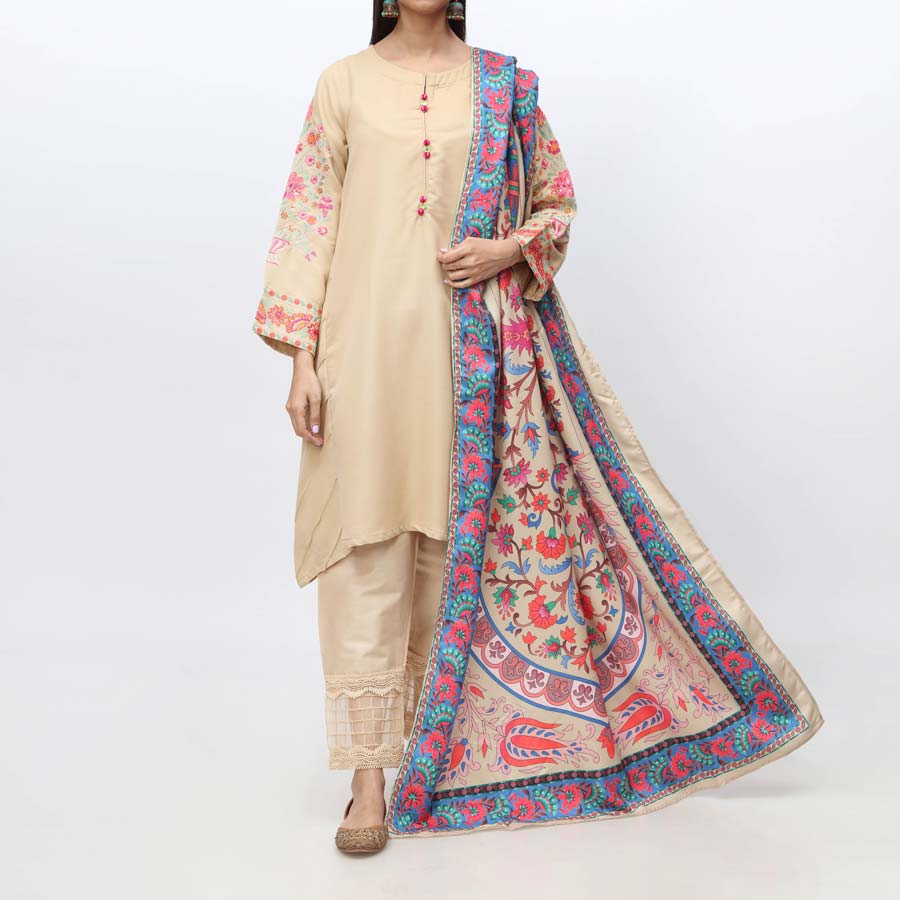 2PC- Embroidered Suit PW3017 - Image 4