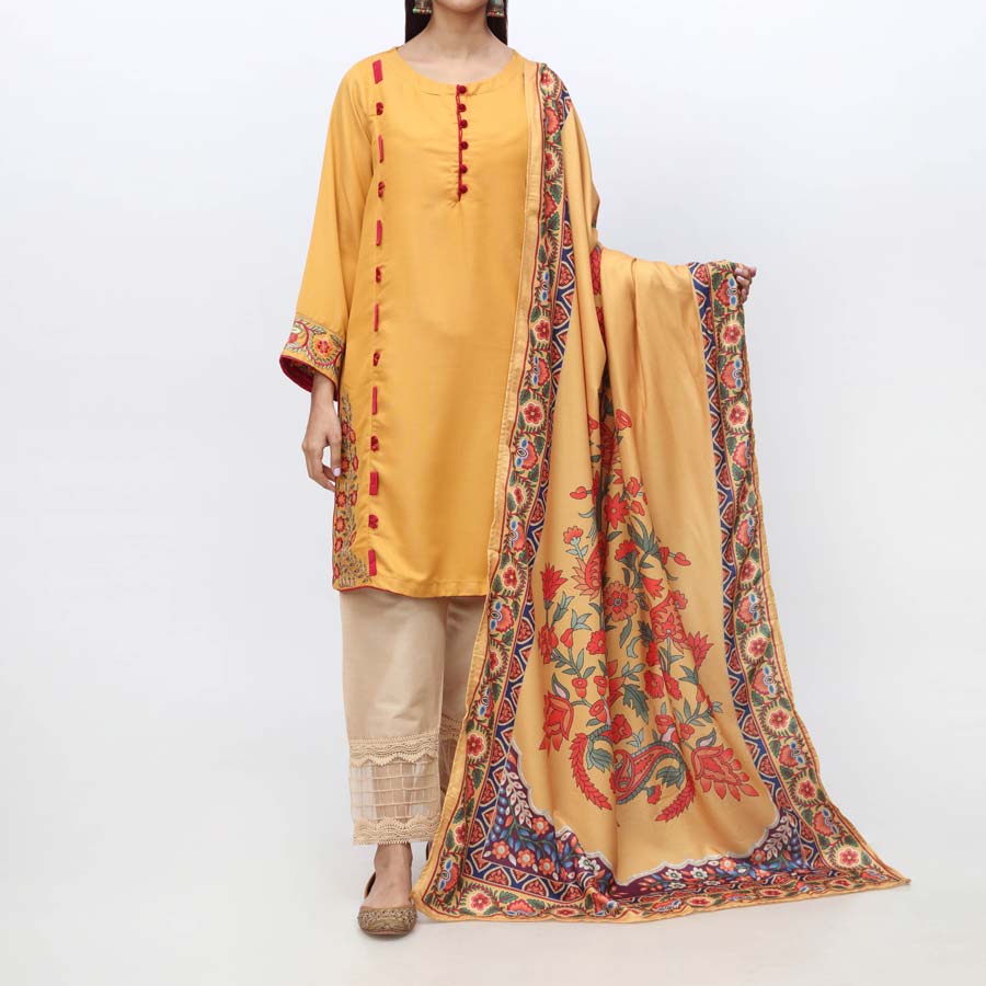2PC- Embroidered Suit PW3018 - Image 4