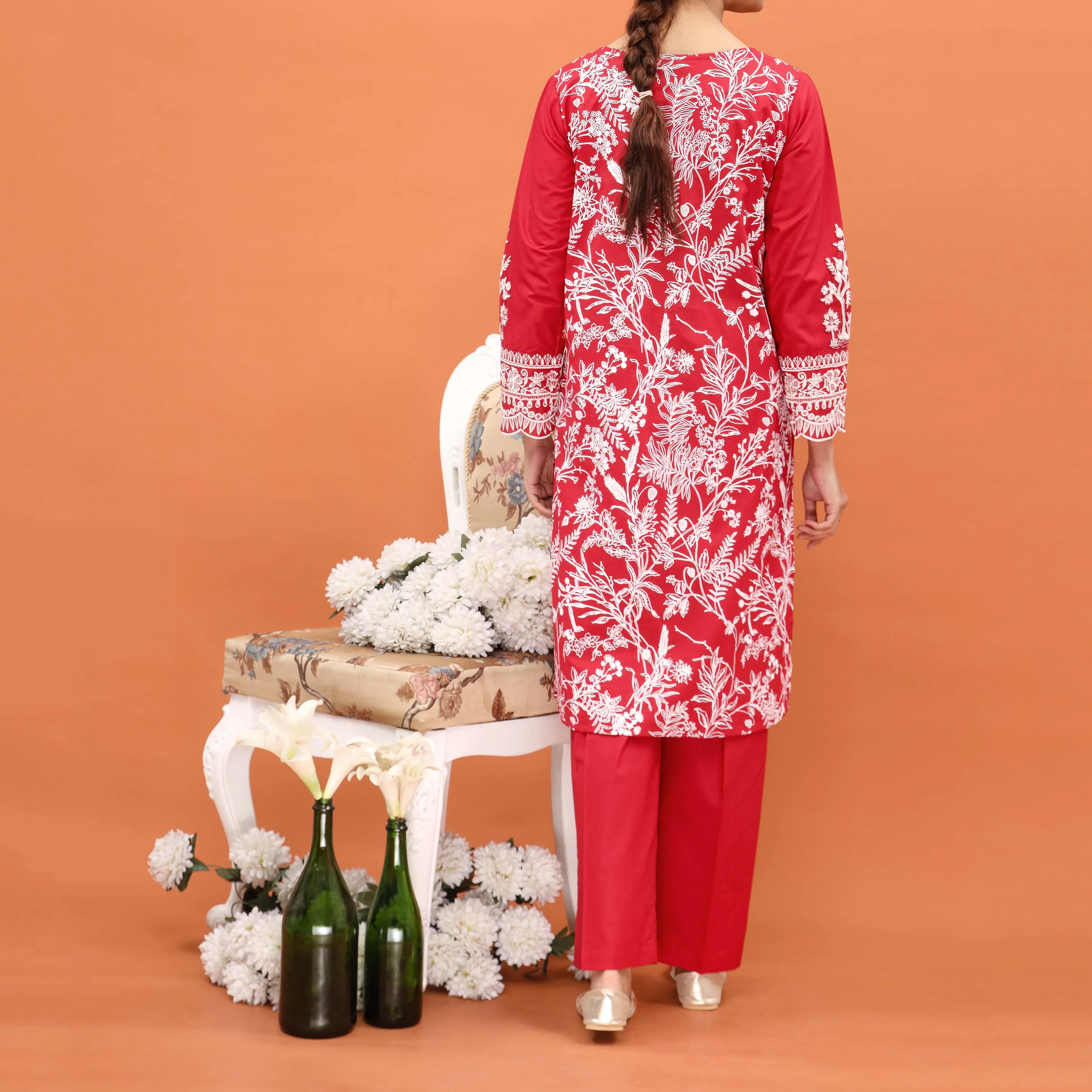 2PC- Embroidered Cambric Co-ord Set PS5001 - Image 3