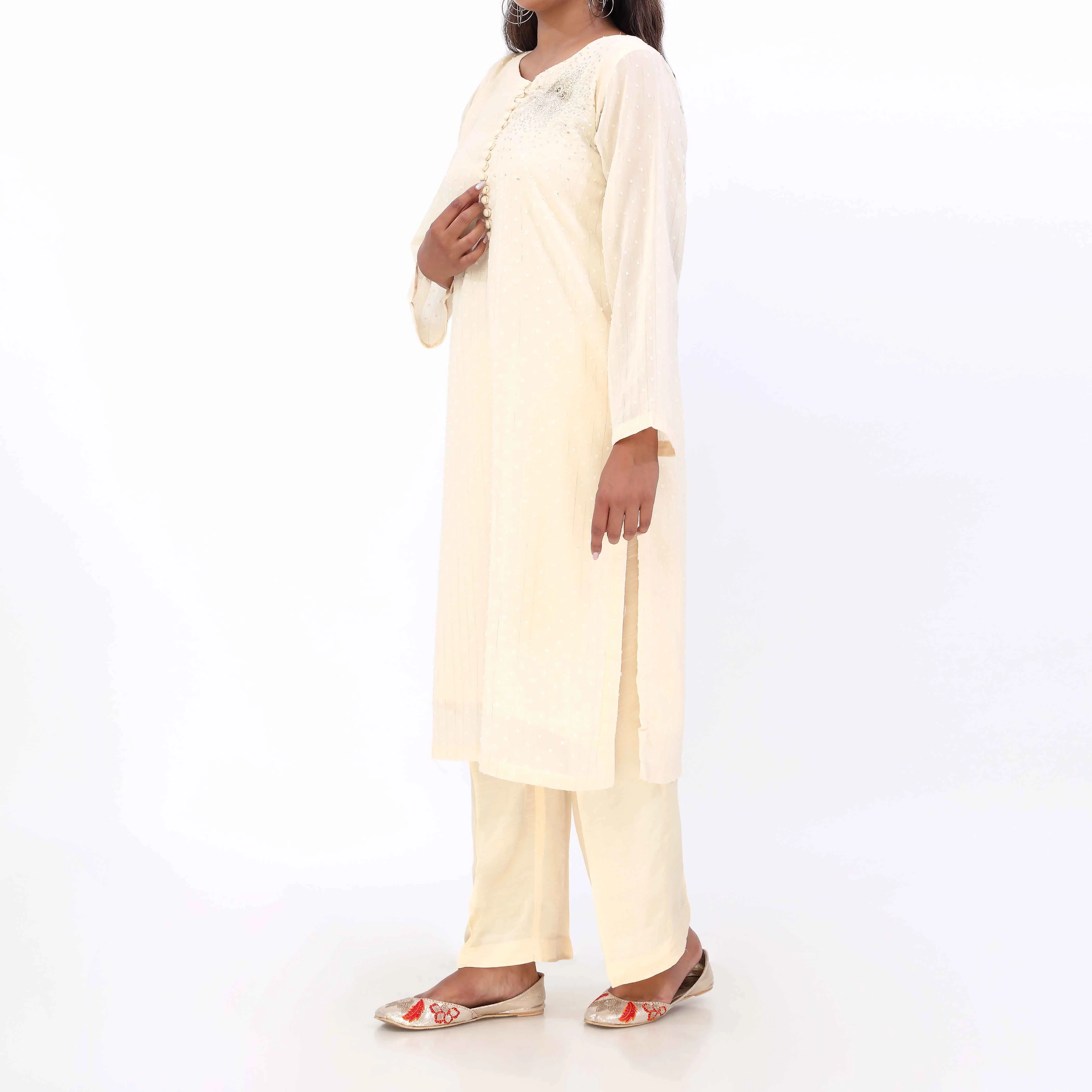 OPULENT<br>2 PC Embroidered Suit PS5373 - Image 4
