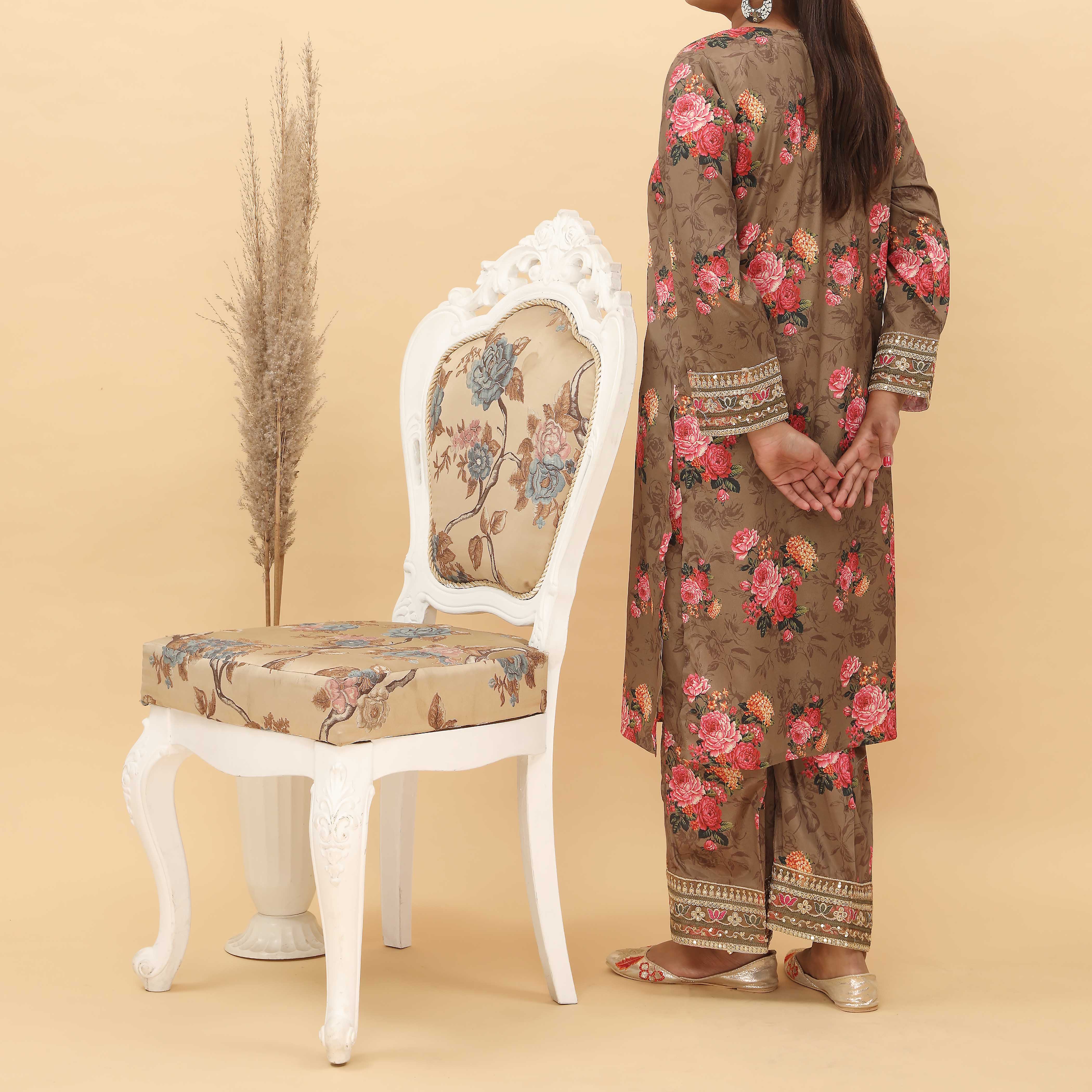 2PC- Embroidered Digital Printed Suit PS5122 - Image 3