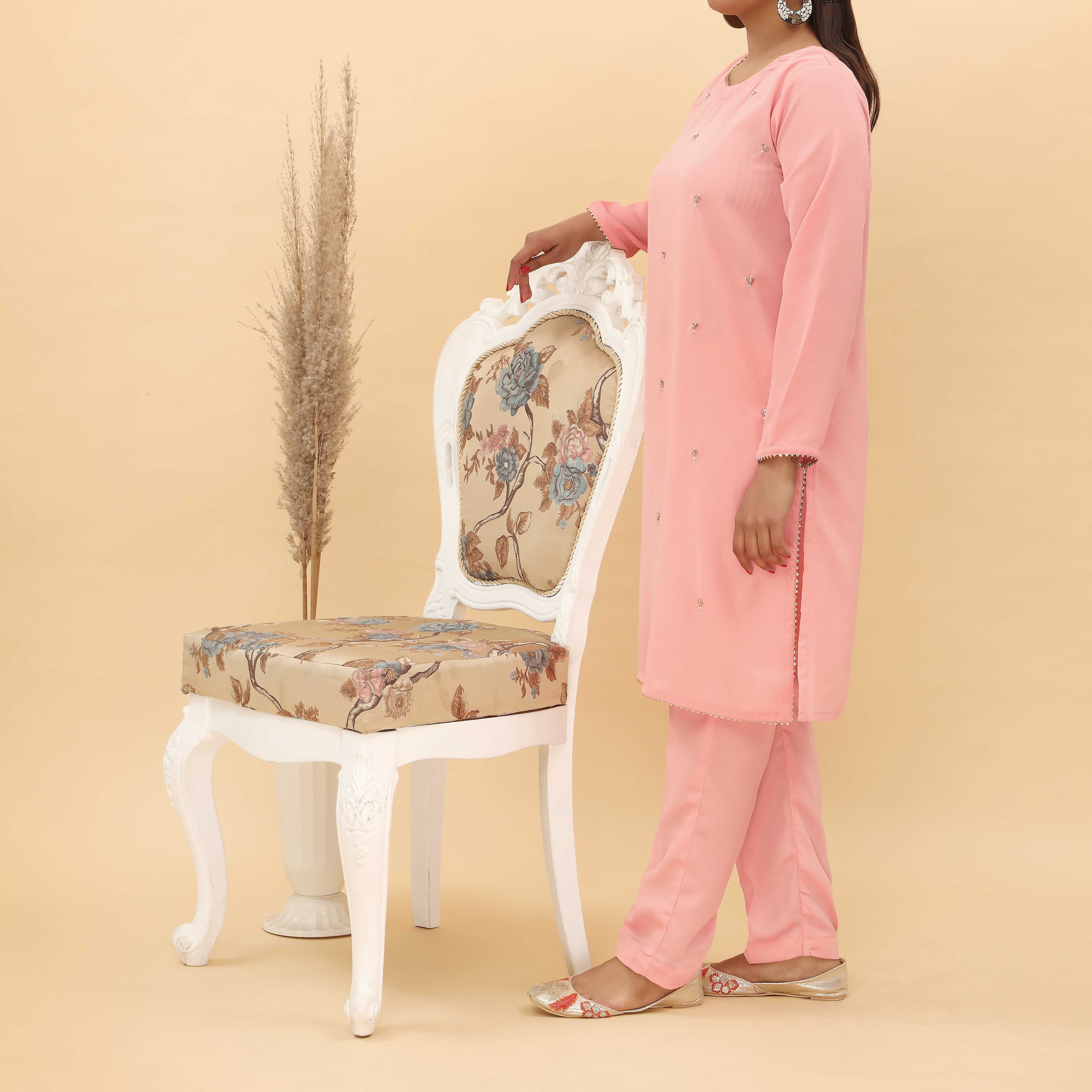 2PC- Embroidered Grip Silk Suit PS5009 - Image 2
