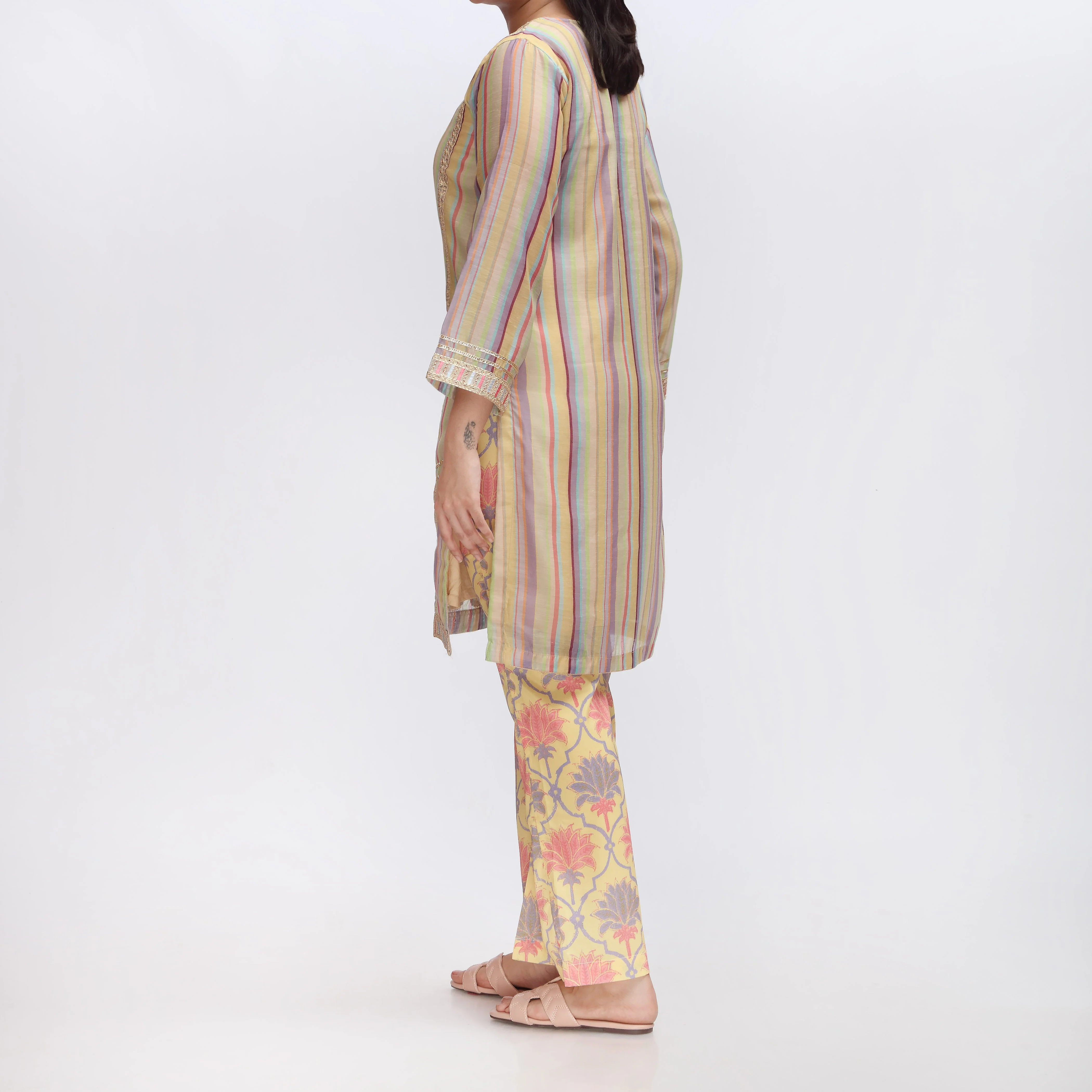 2PC- Embroidered Paper Cotton Shirt & Trouser PS3111 - Image 2