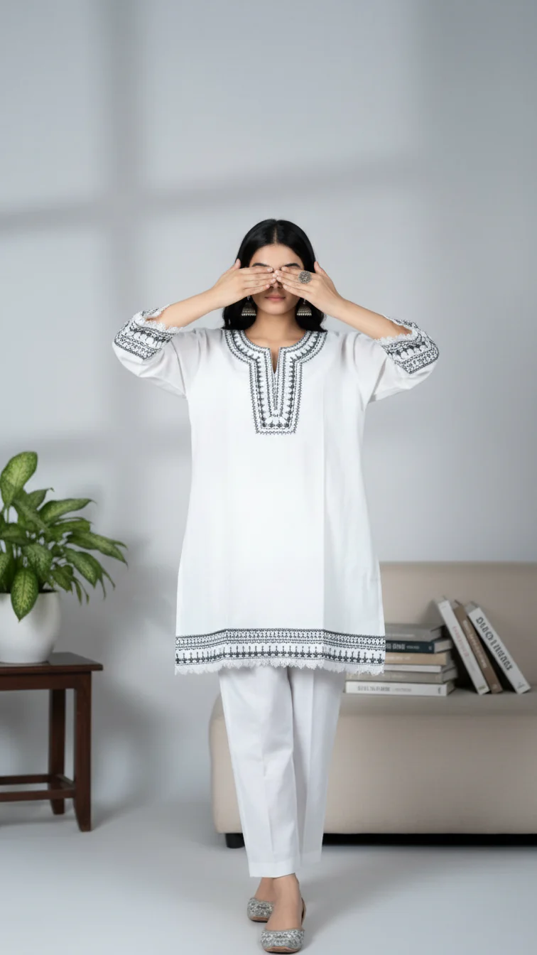 2PC Embroidered Slub Khaddar Suit PW5048