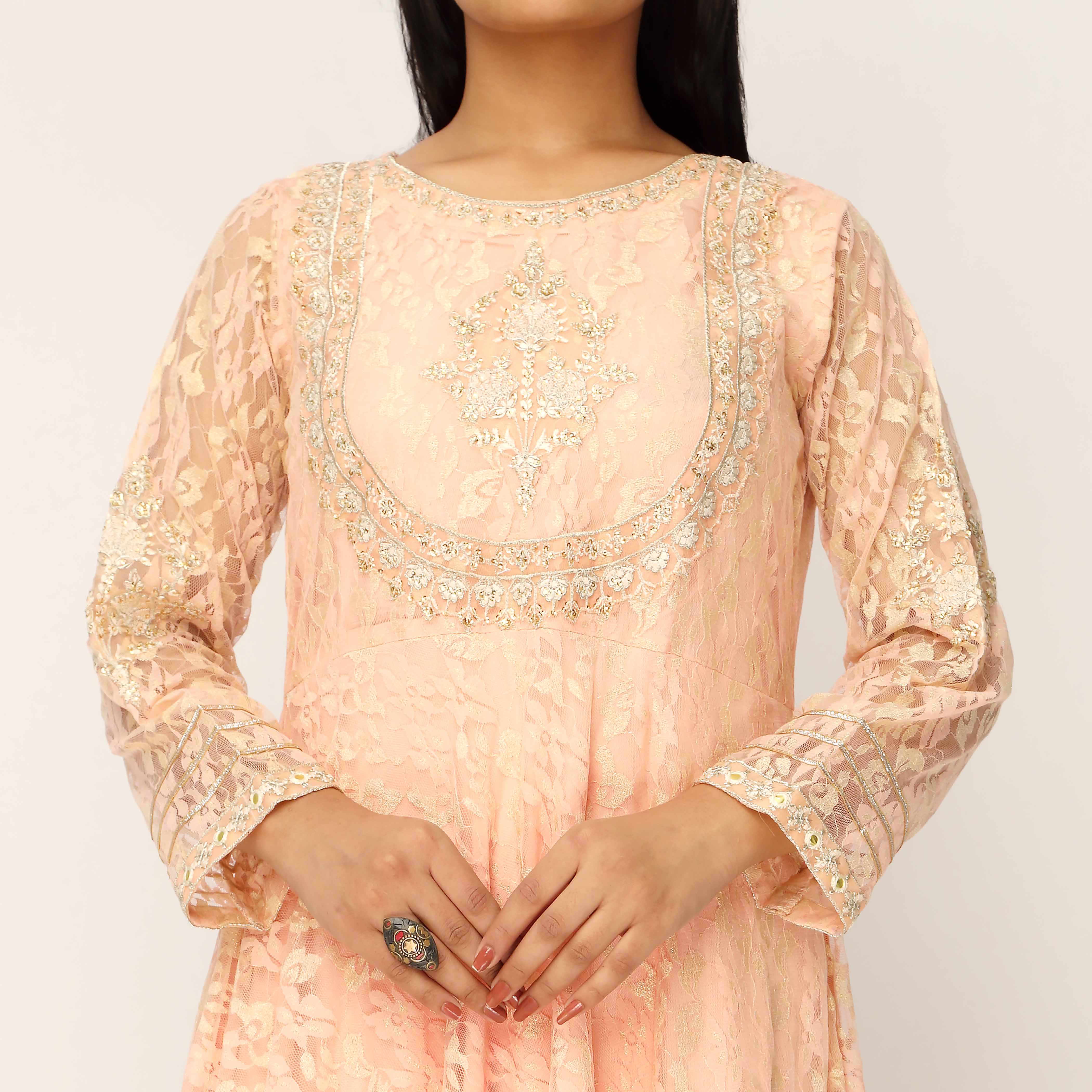 2PC- Floral Lace Net Suit PF3083 - Image 2