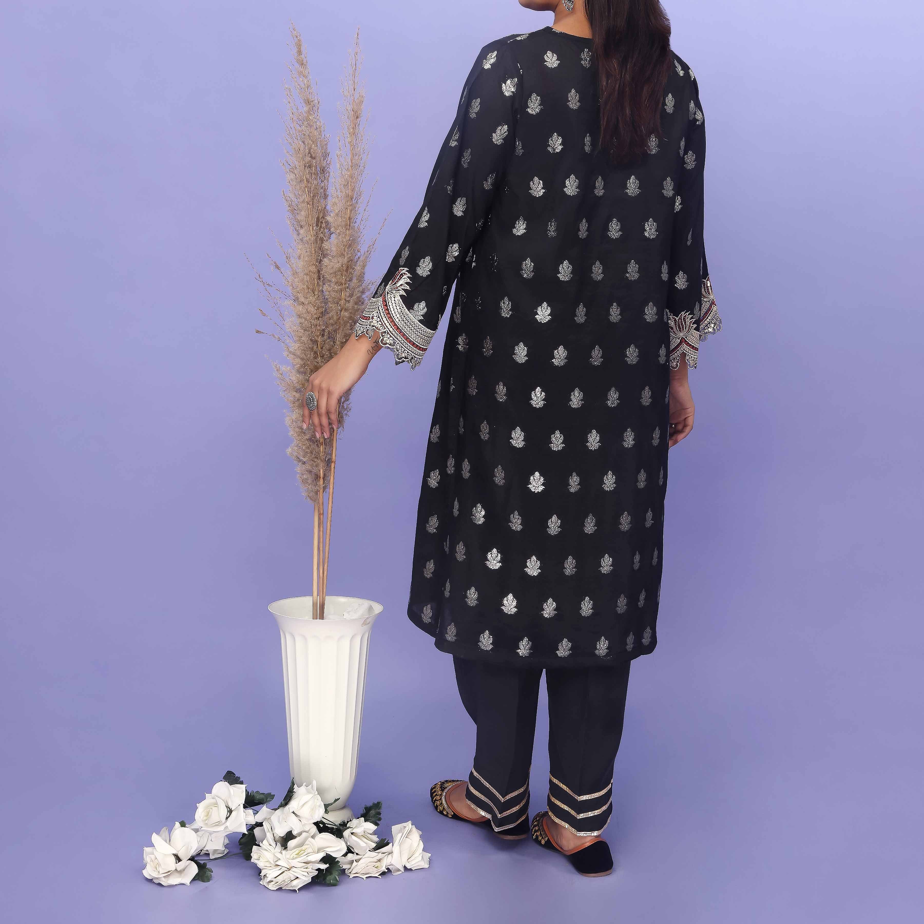 2PC- Jaquard Shirt & Grip Silk Trouser PS4908 - Image 4