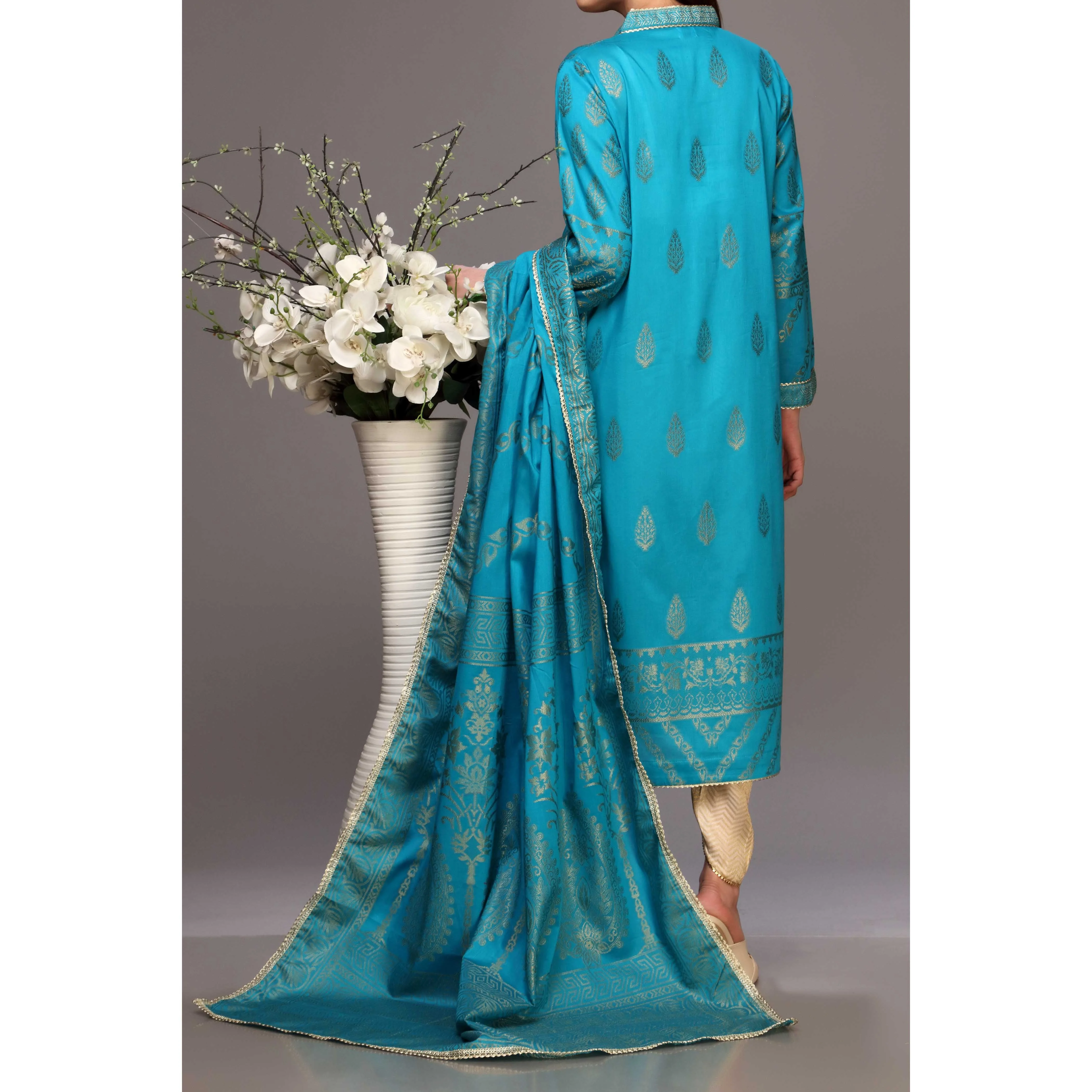 2PC- Jaquard Shirt With Jaquard Dupatta PS2122 - Image 3