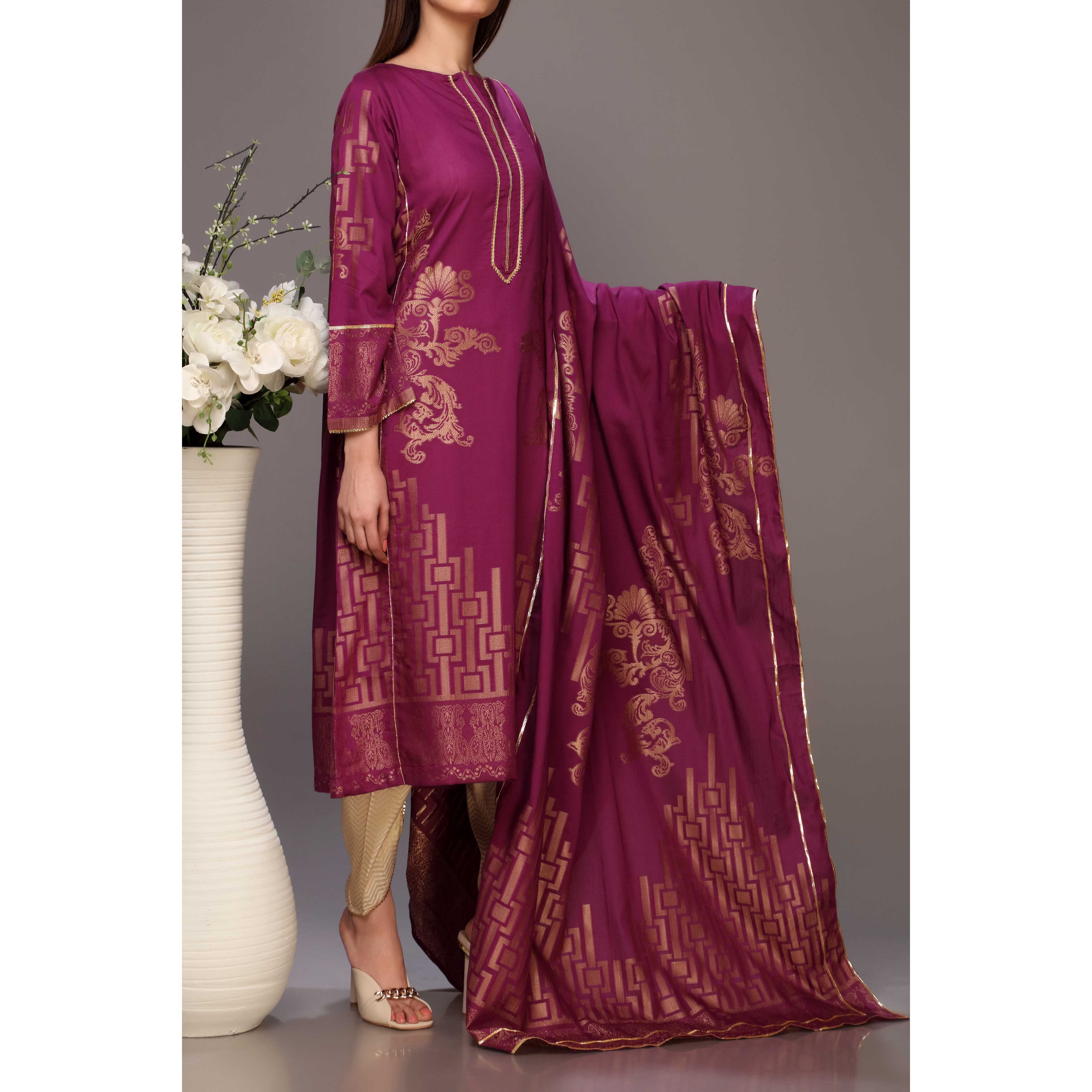 2PC- Jaquard Shirt With Jaquard Dupatta PS2144 - Image 2