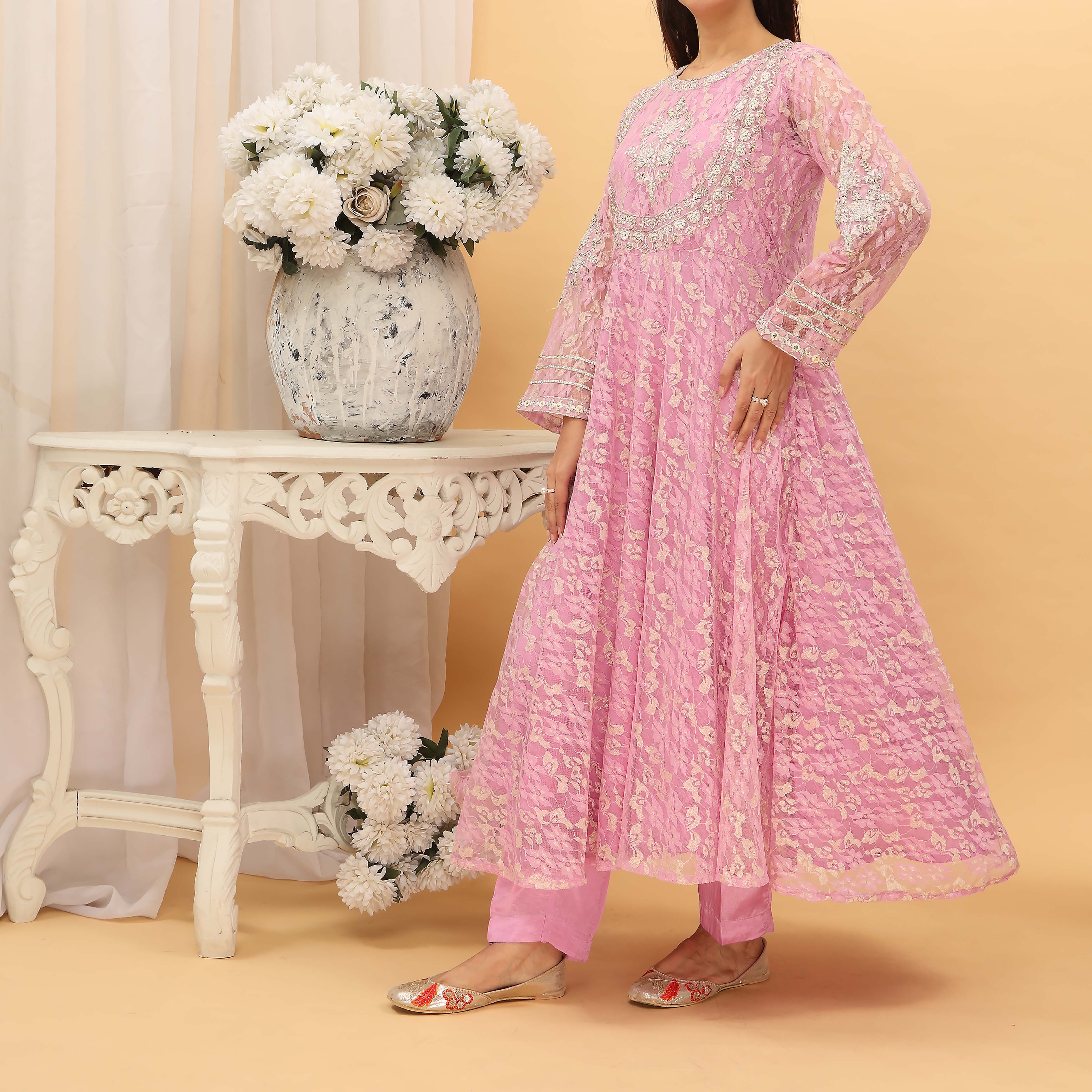 2PC- Lace Net Embroiderd Suit PF3083 - Image 2