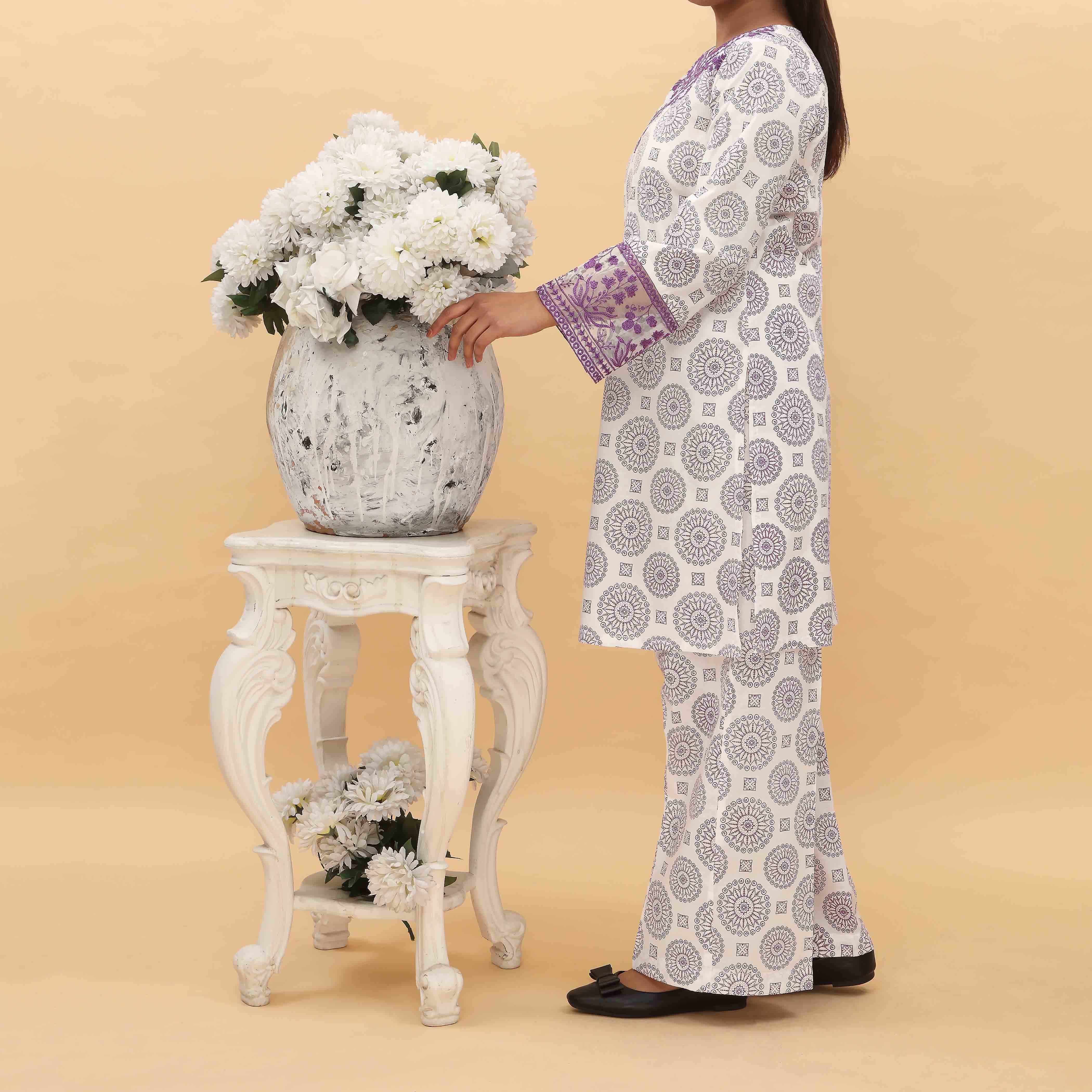 2PC-  Printed Cambric Cord Set PS5049 - Image 2