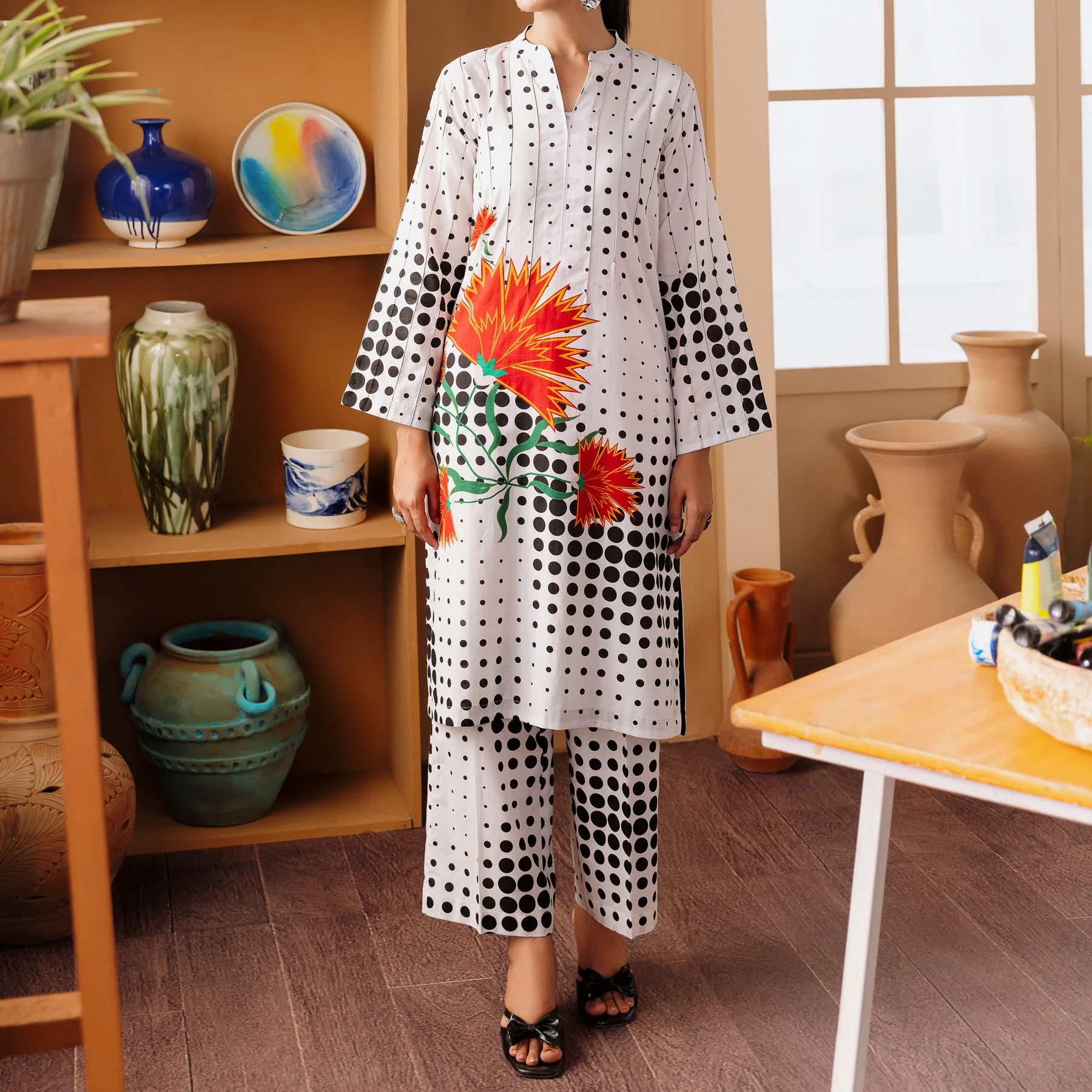 2PC- Printed Cambric Suit PW5104 - Image 3