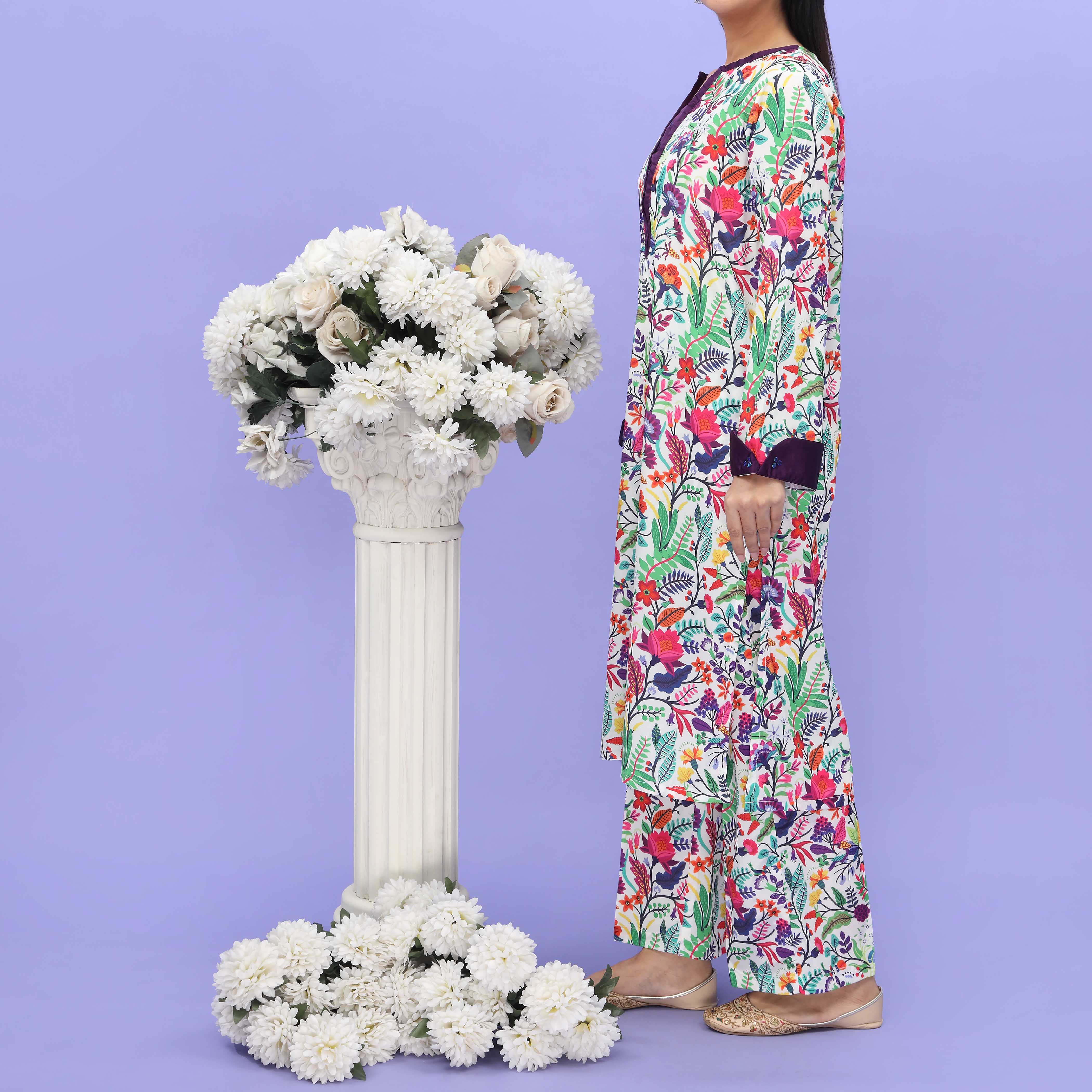 2PC- Printed Grip Silk Co-ord Set PS5013 - Image 2