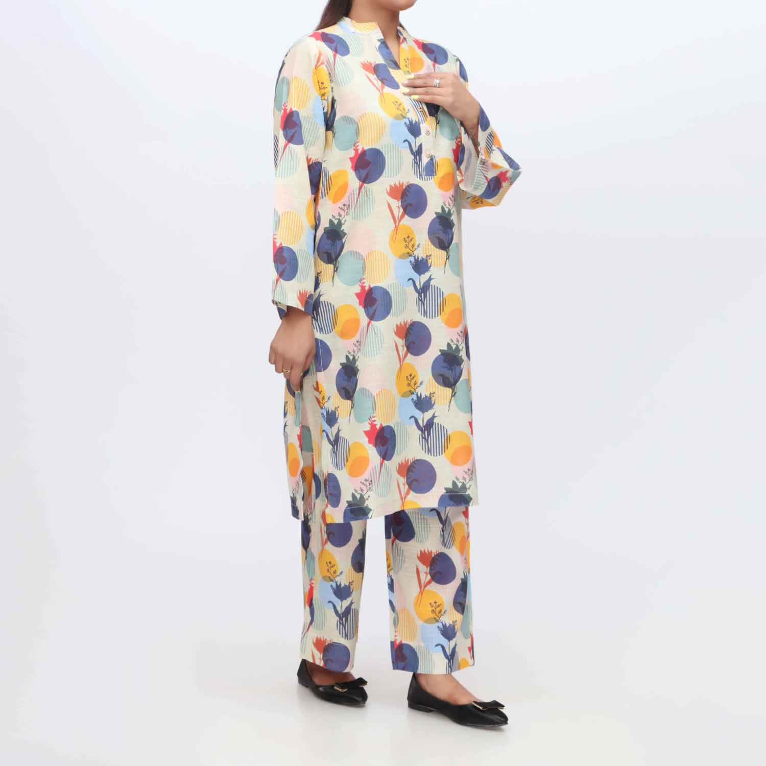 2PC- Printed Khaddar Shirt & Trouser PW9032 - Image 2