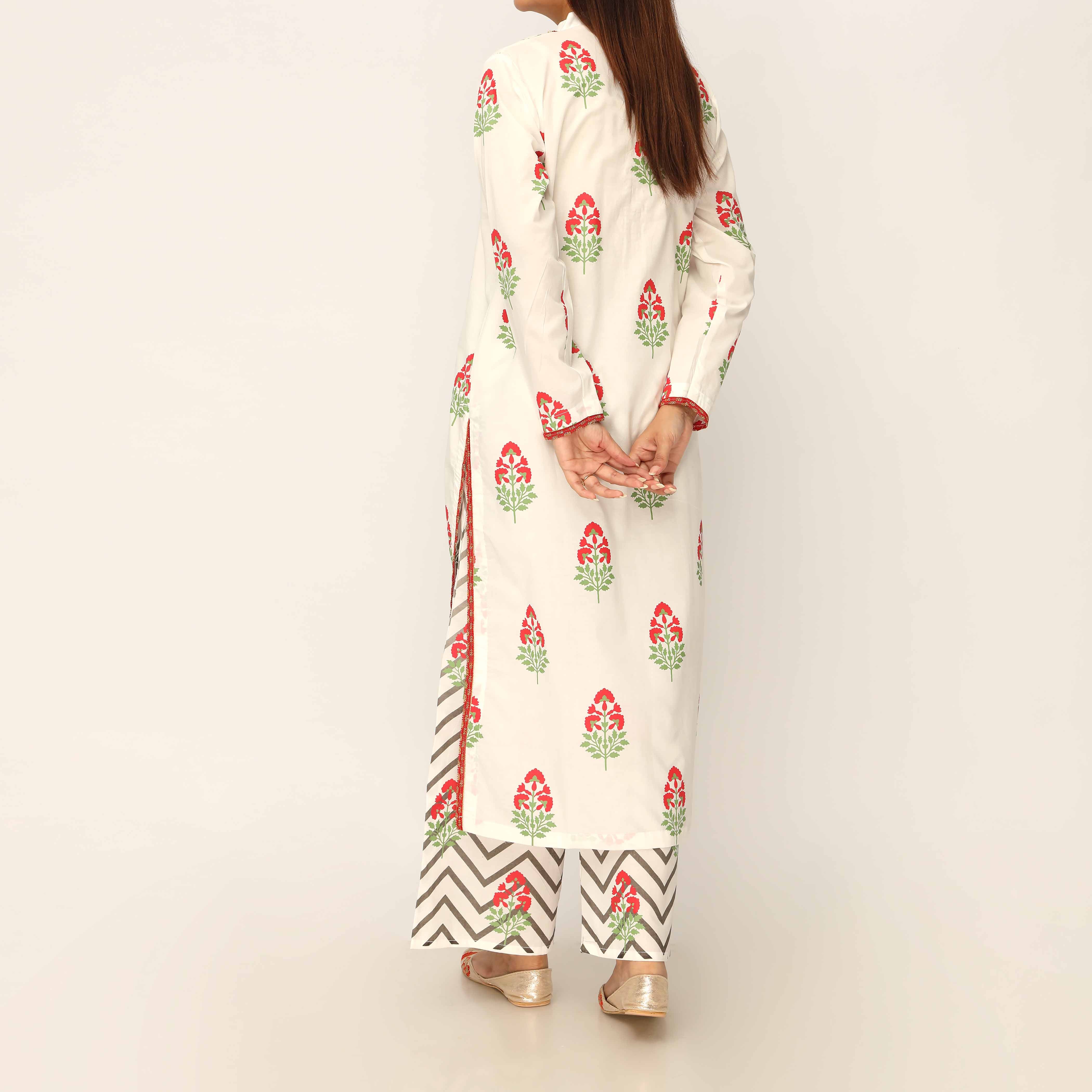 2PC- Screen Printed Cotton Cambric Suit PS5105 - Image 4