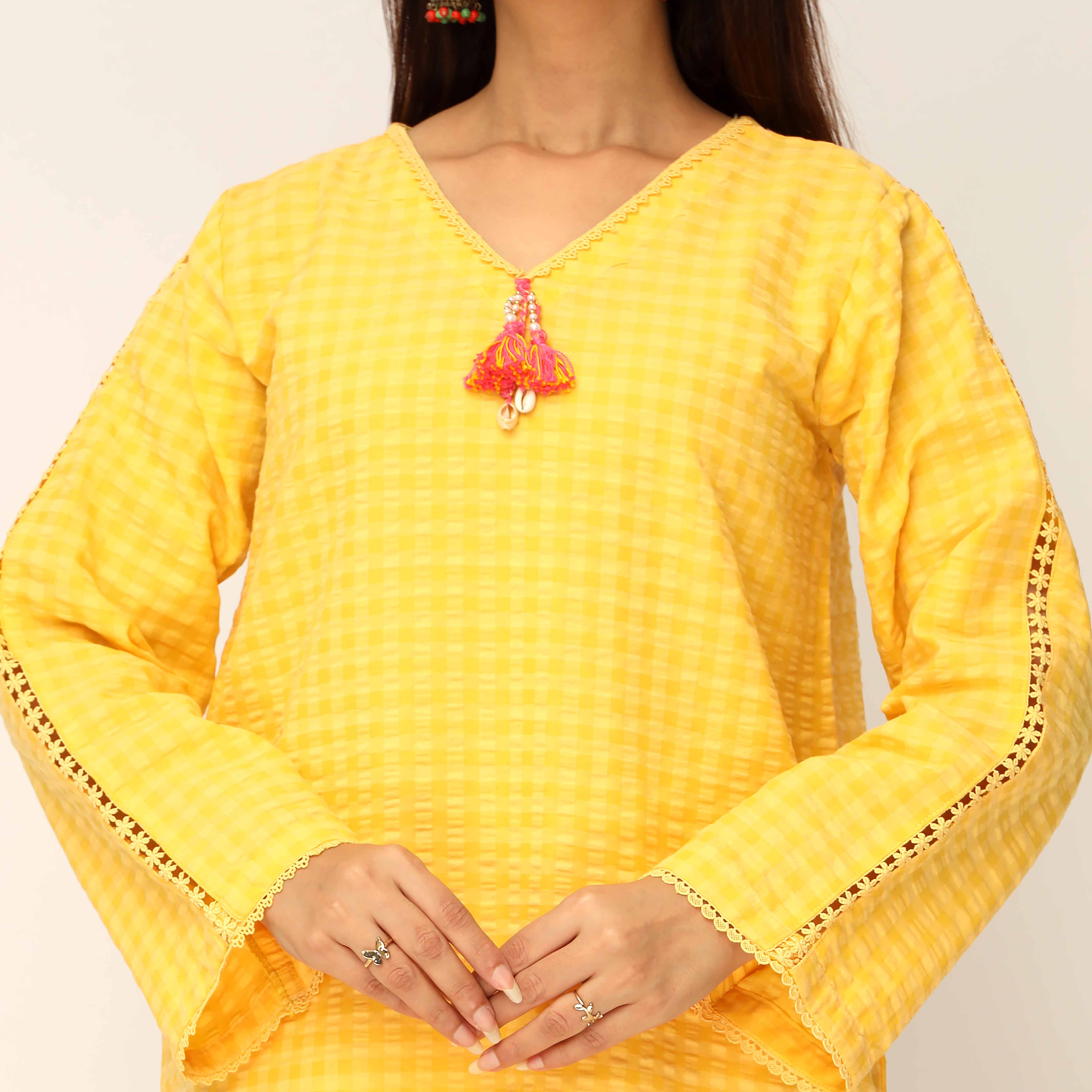 2PC- Seersucker Mix Fabric Co-ord Set PS5300 - Image 2