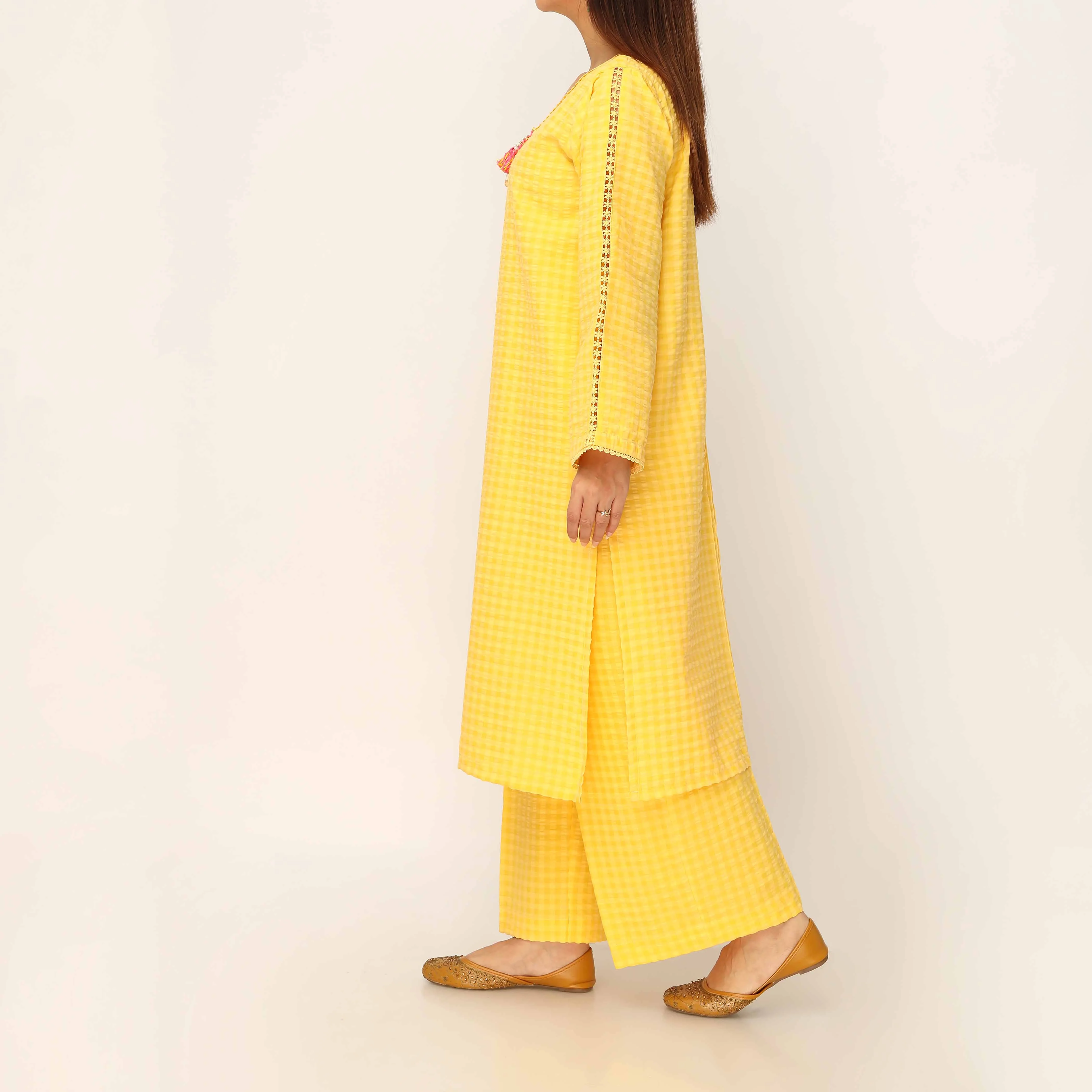 2PC- Seersucker Mix Fabric Co-ord Set PS5300 - Image 3