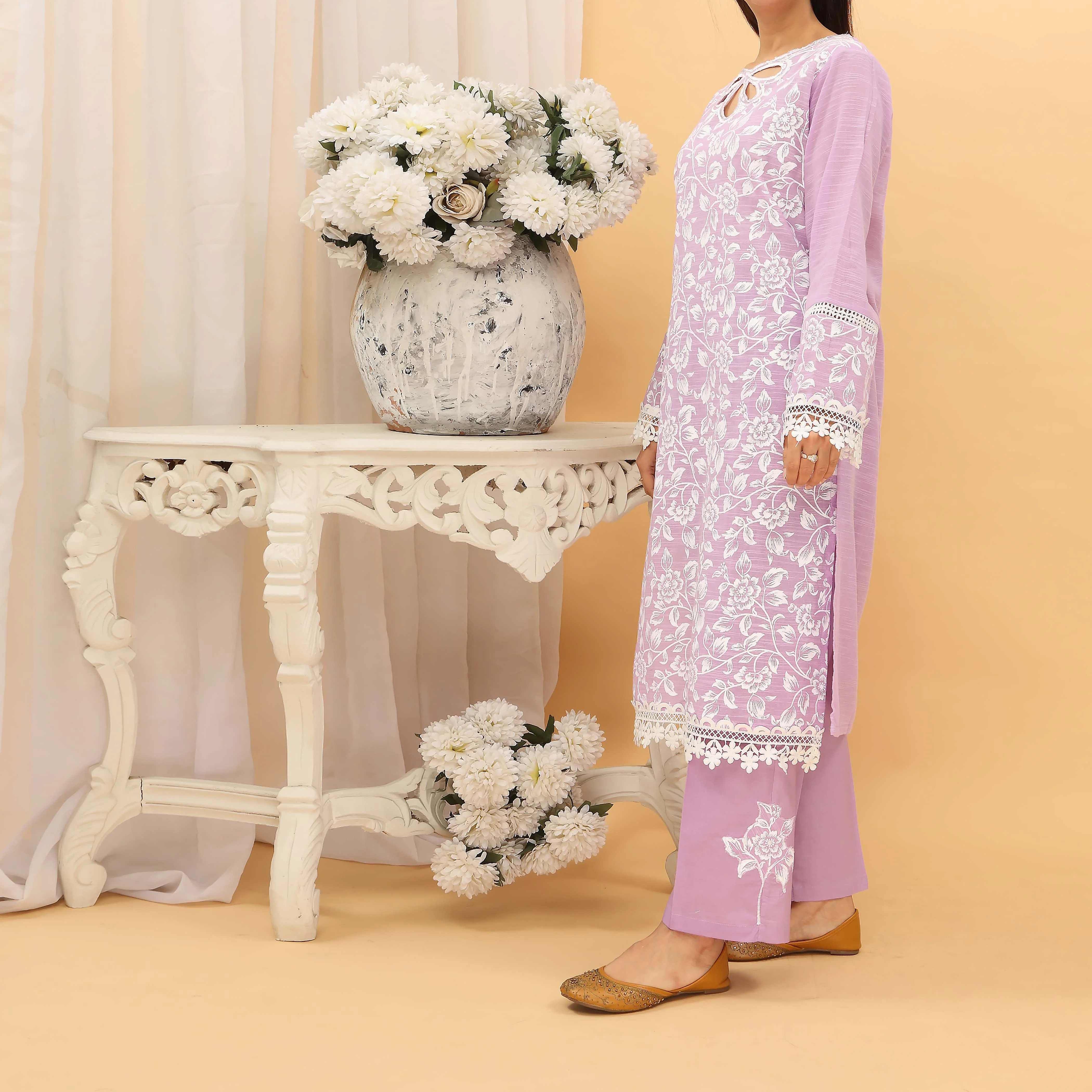2PC- Slub Lawn Screen Printed Suit PS5047 - Image 3