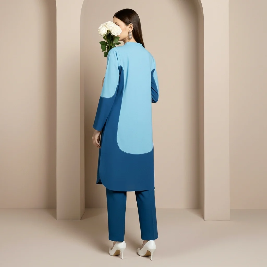 2PC Solid Dyed Slub Khaddar Blocking Effect Suit PW5180 - Image 4