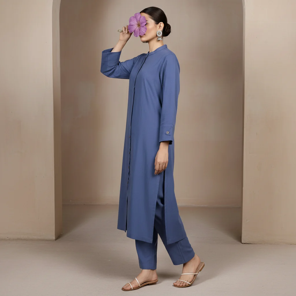 2PC Solid Dyed Slub Khaddar Suit PW5183 - Image 3