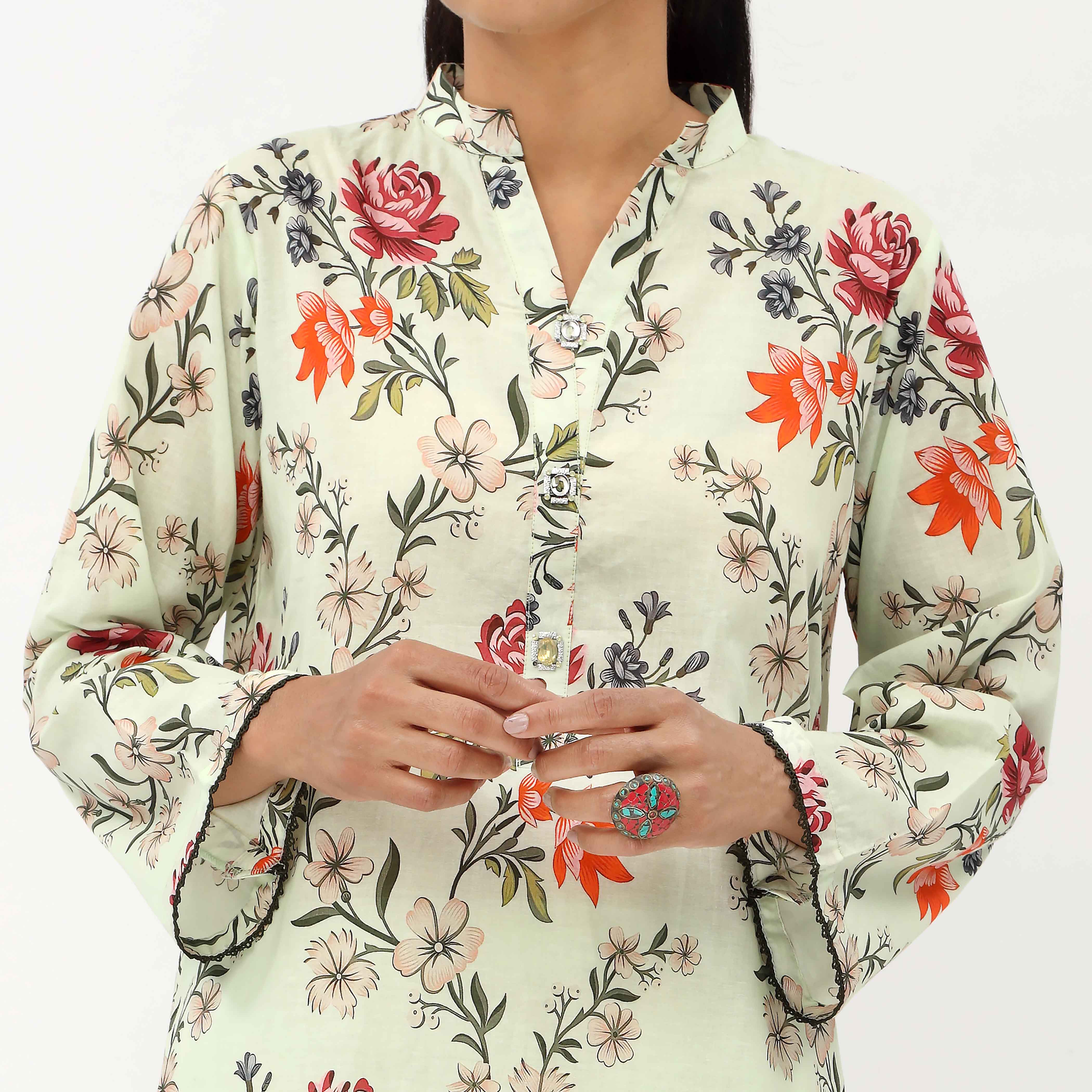 2PC- Unstitched Digital Printed Cambric Suit US5041 - Image 2