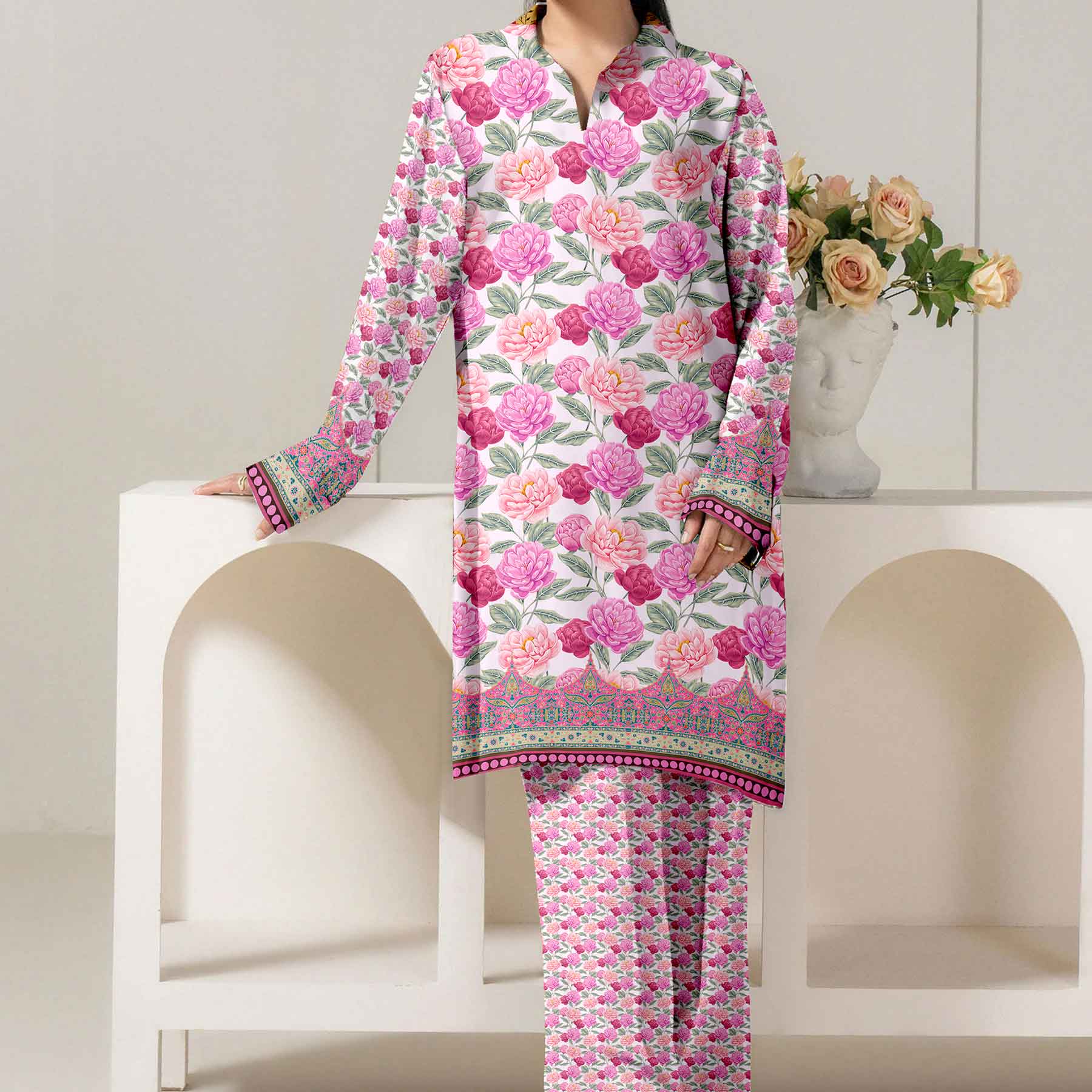 2PC Unstitched Printed suit UW5090 - Image 2