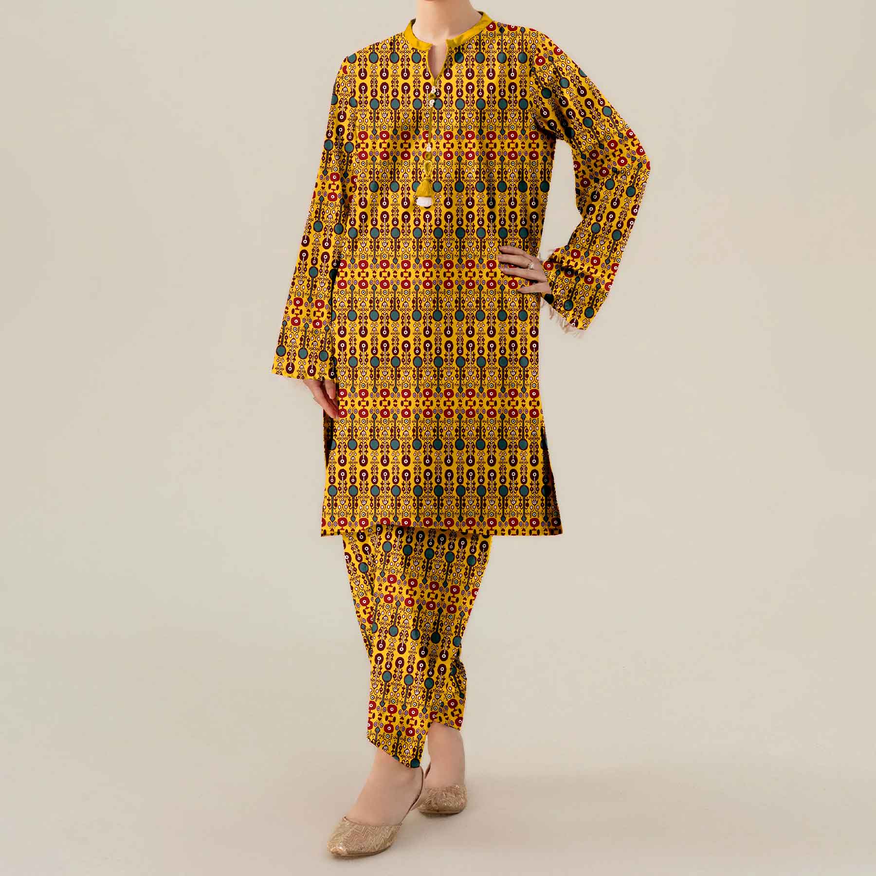 2PC Unstitched Printed suit UW5091 - Image 2