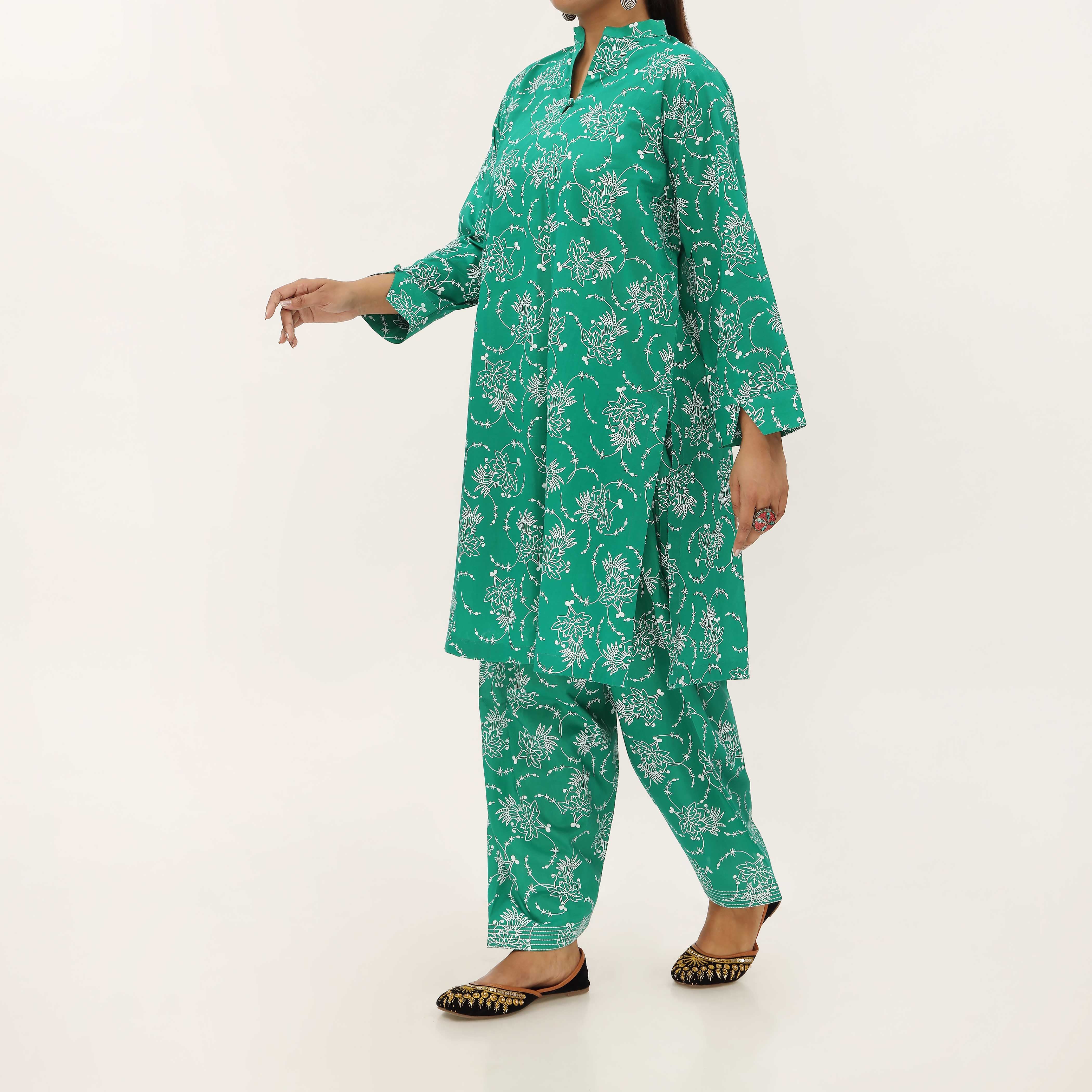 2PC- Unstitched Screen Printed Cotton Suit US5284 - Image 2