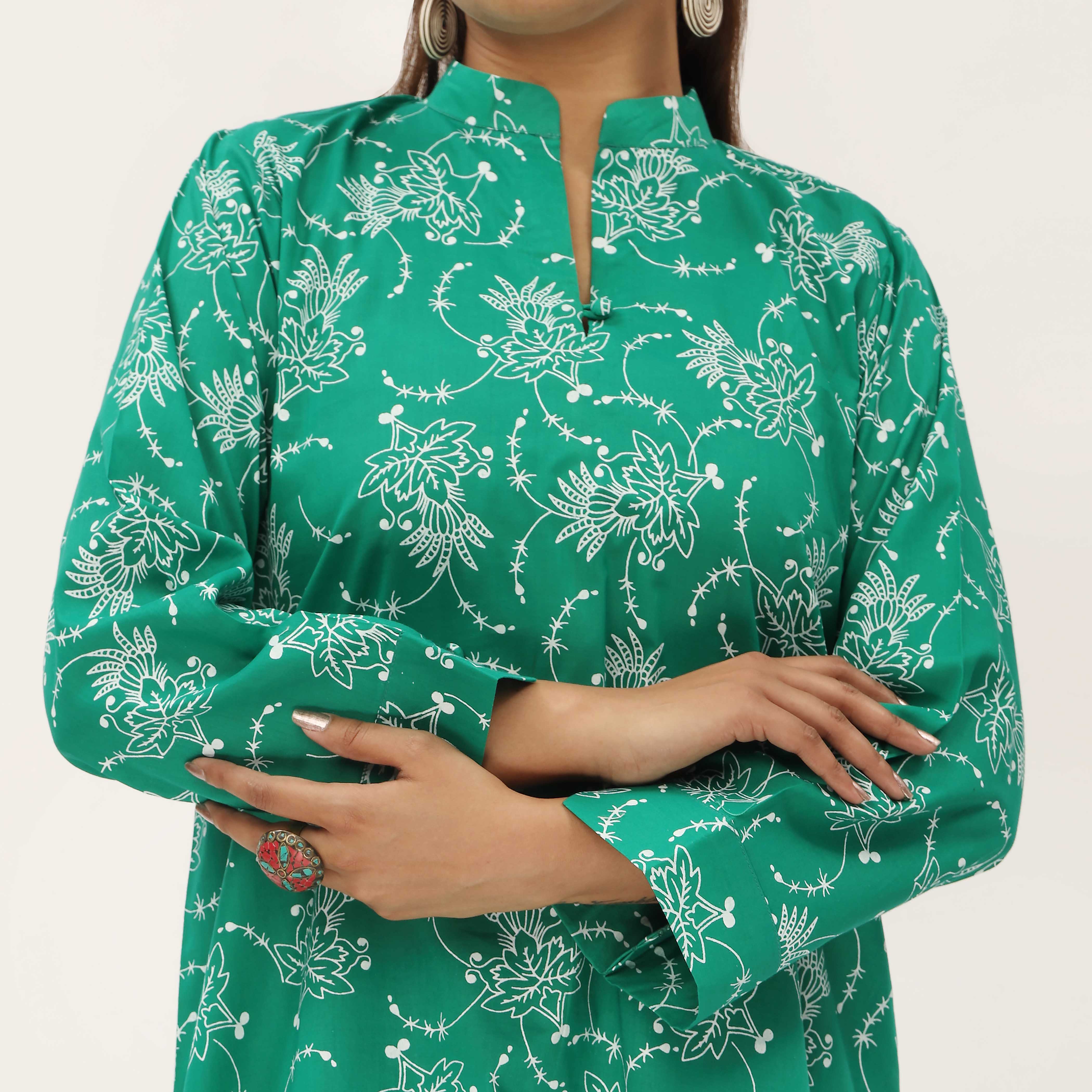 2PC- Unstitched Screen Printed Cotton Suit US5284 - Image 4