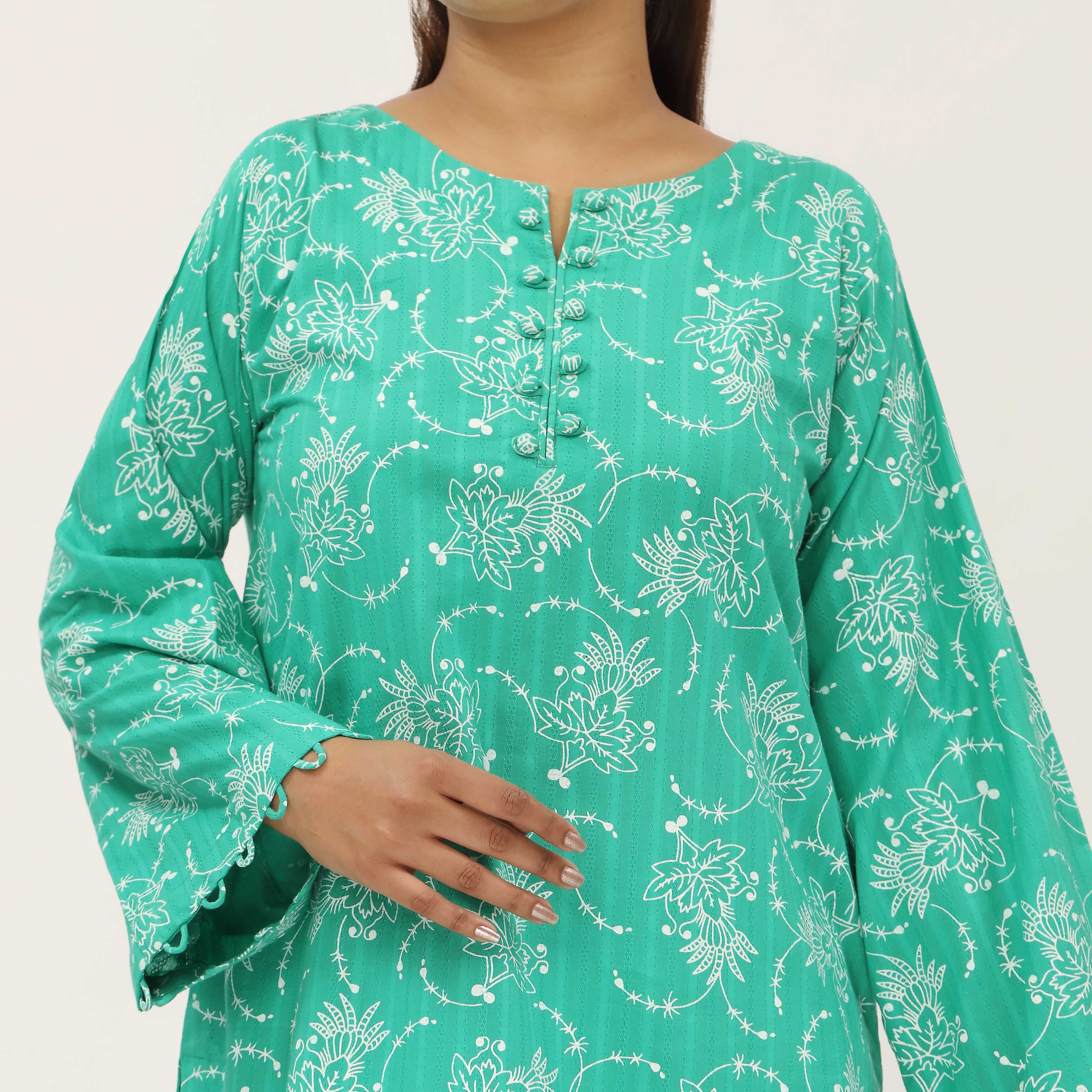 2PC- Unstitched Screen Printed Cotton Suit US5285 - Image 4