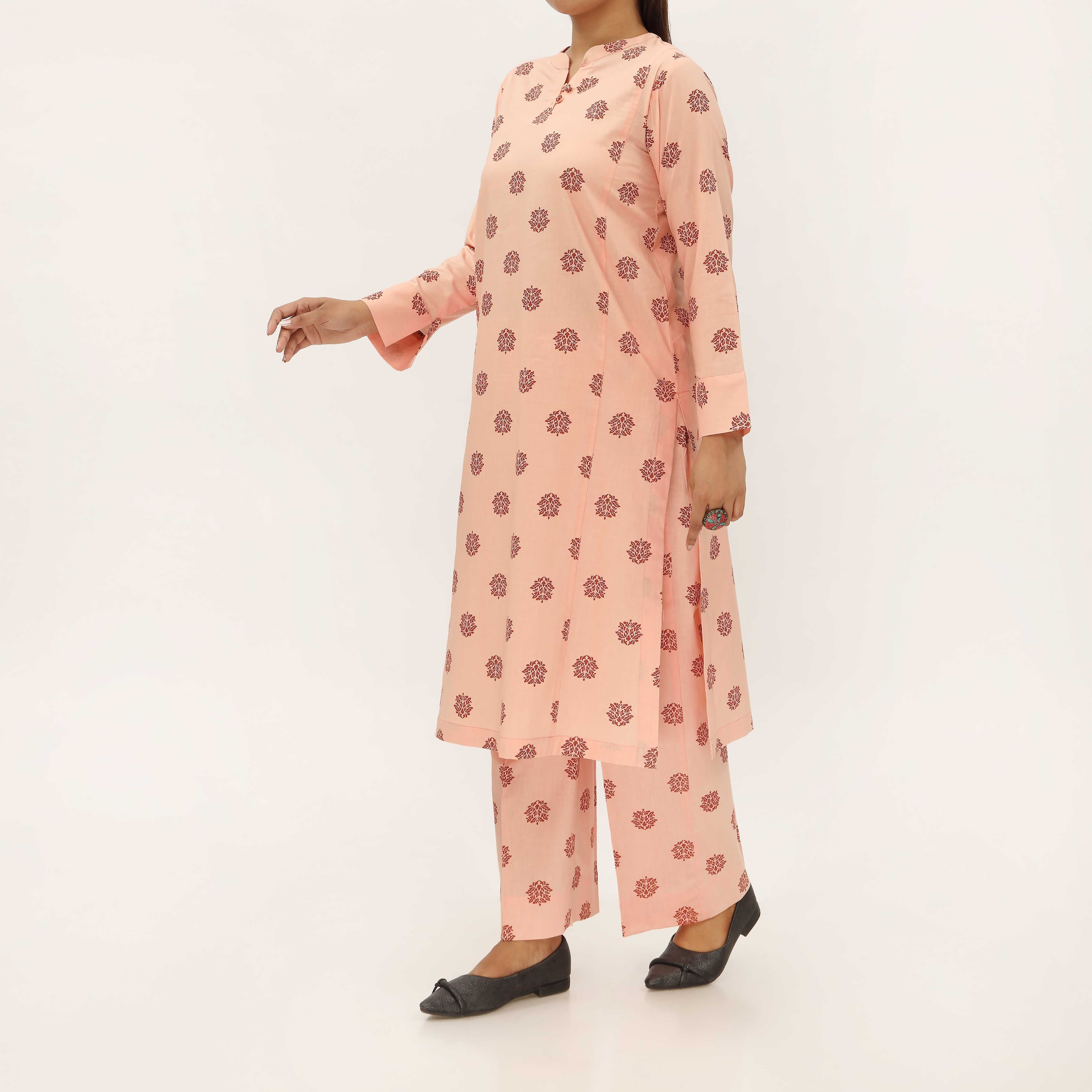 2PC- Unstitched Screen Printed Cotton Suit US5299 - Image 2