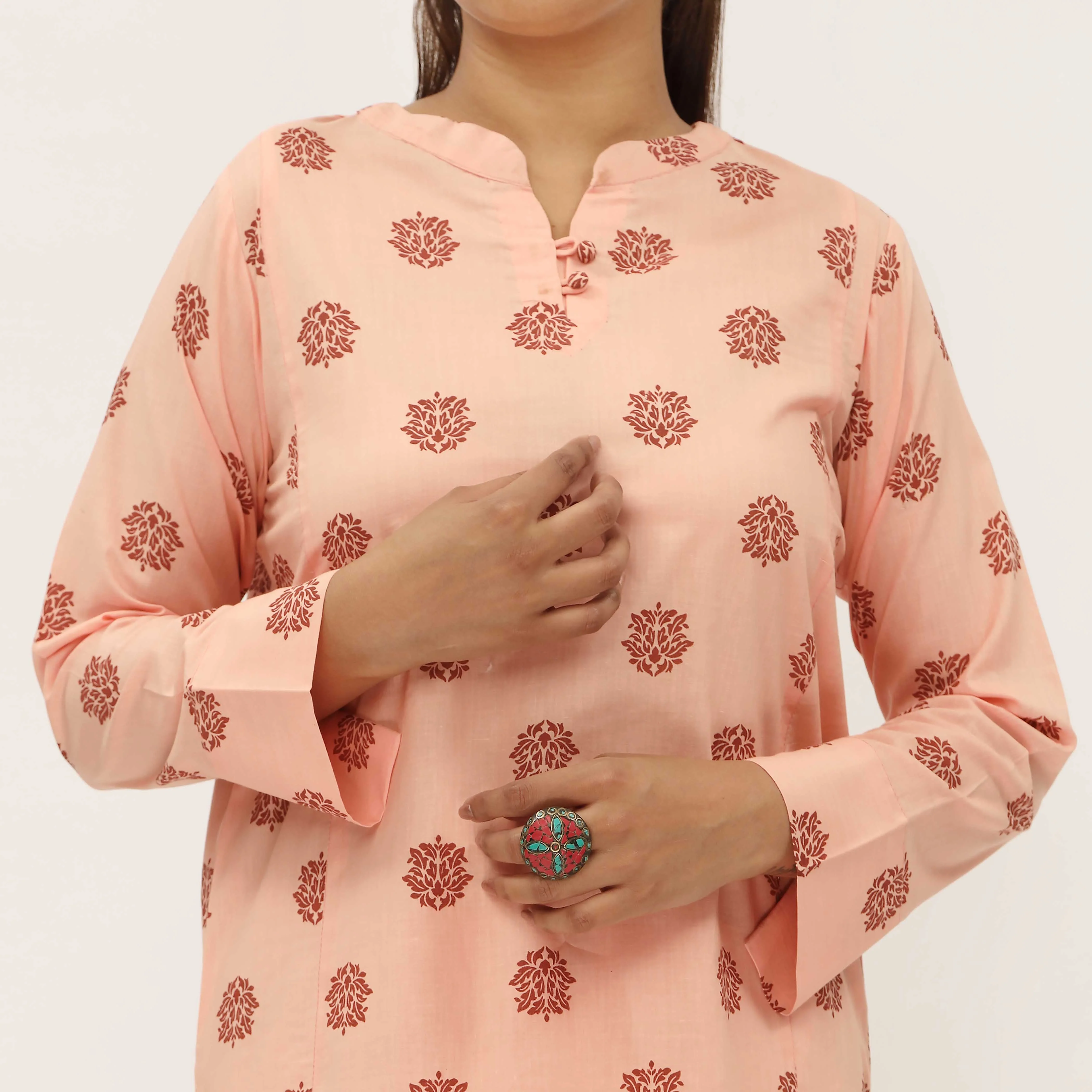 2PC- Unstitched Screen Printed Cotton Suit US5299 - Image 3