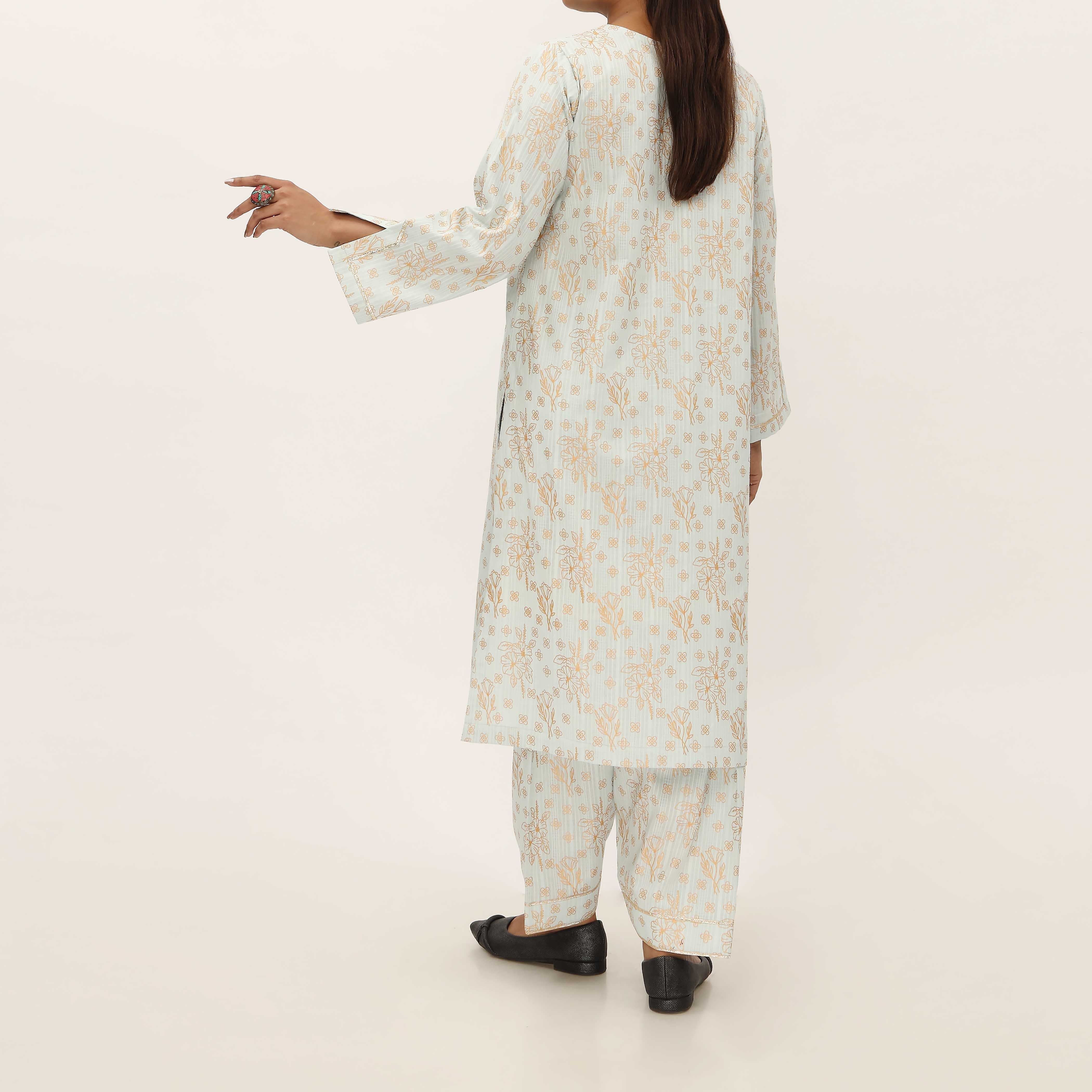 2PC- Unstitched Screen Printed Cotton Suit US5319 - Image 2