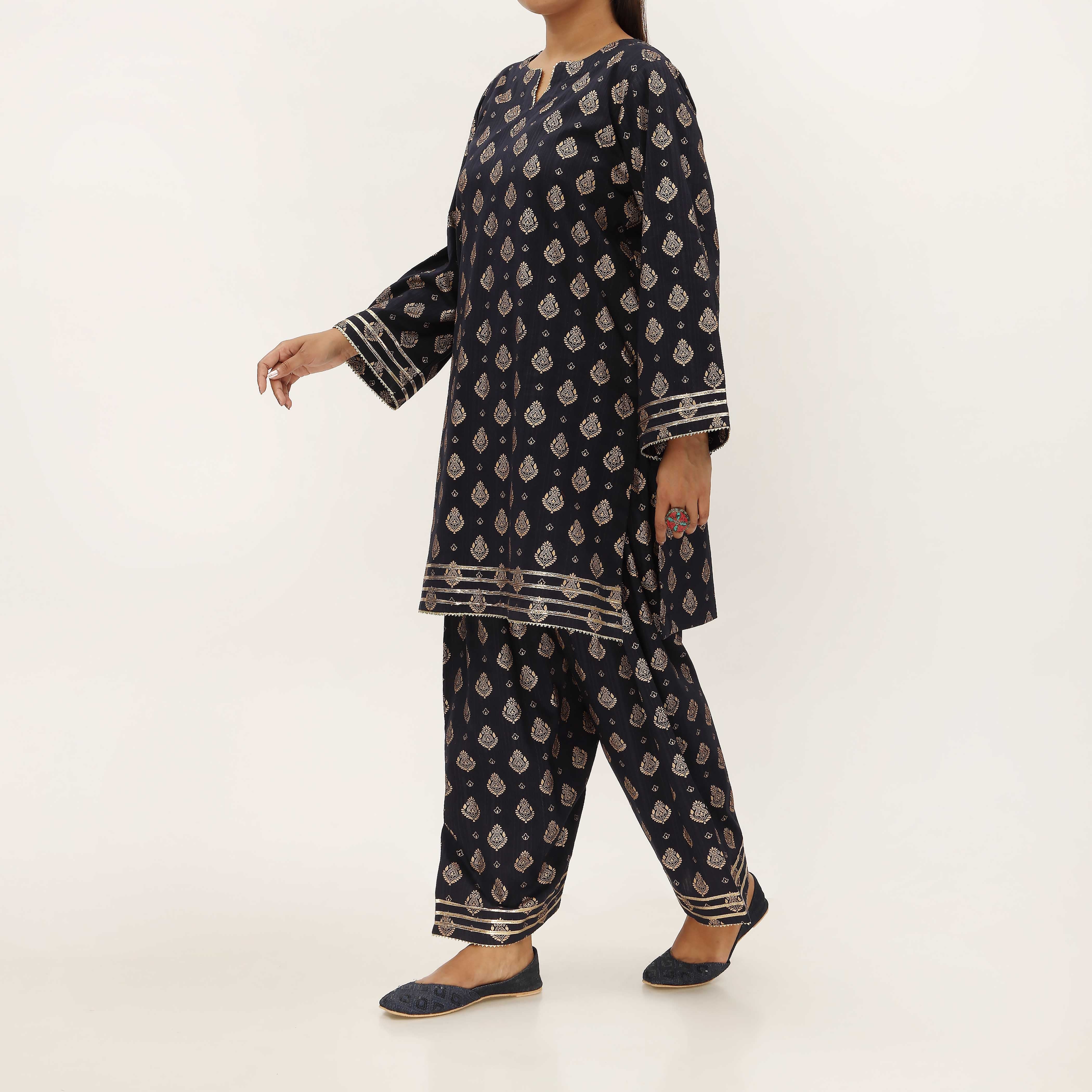 2PC- Unstitched Screen Printed Cotton Suit US5327 - Image 2