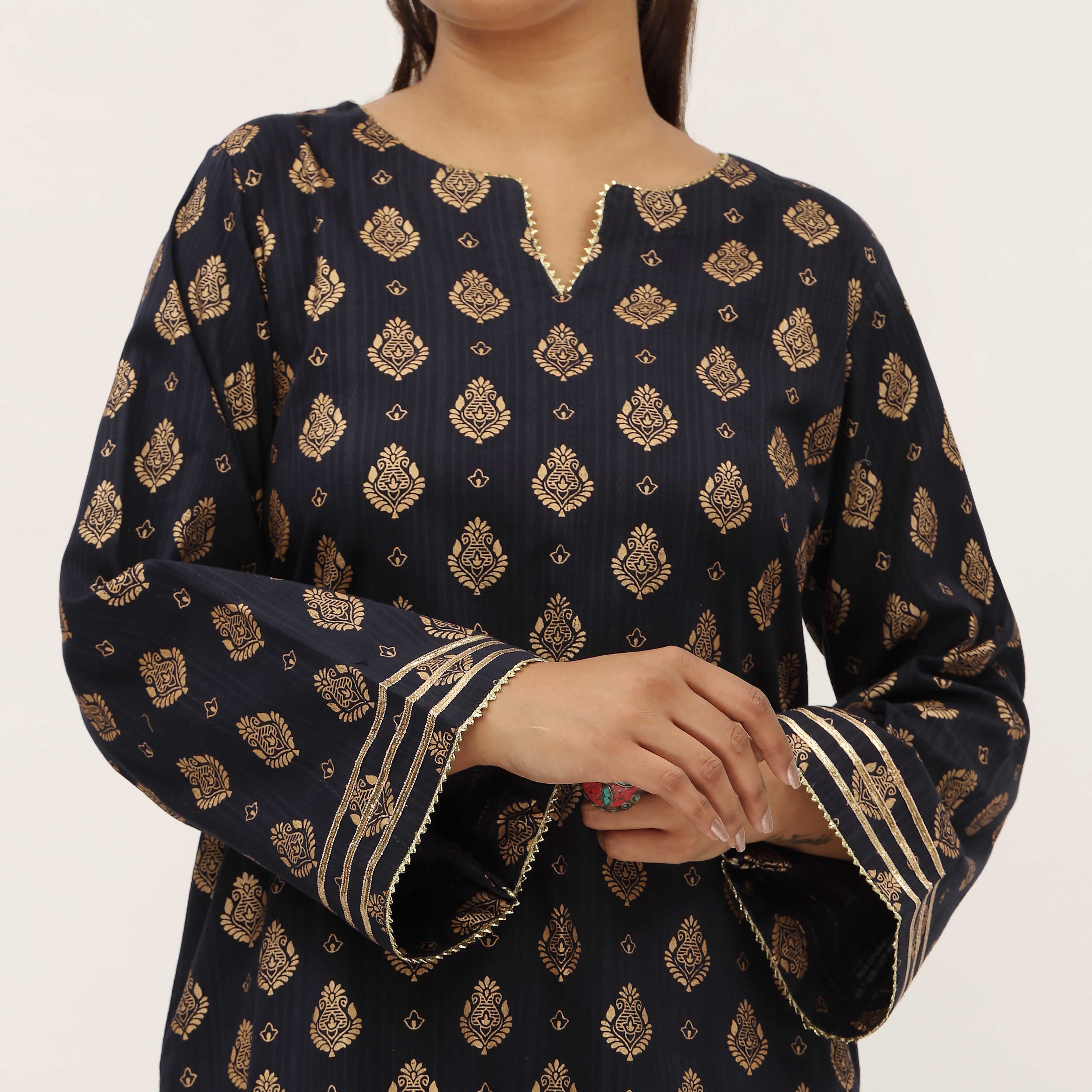 2PC- Unstitched Screen Printed Cotton Suit US5327 - Image 3