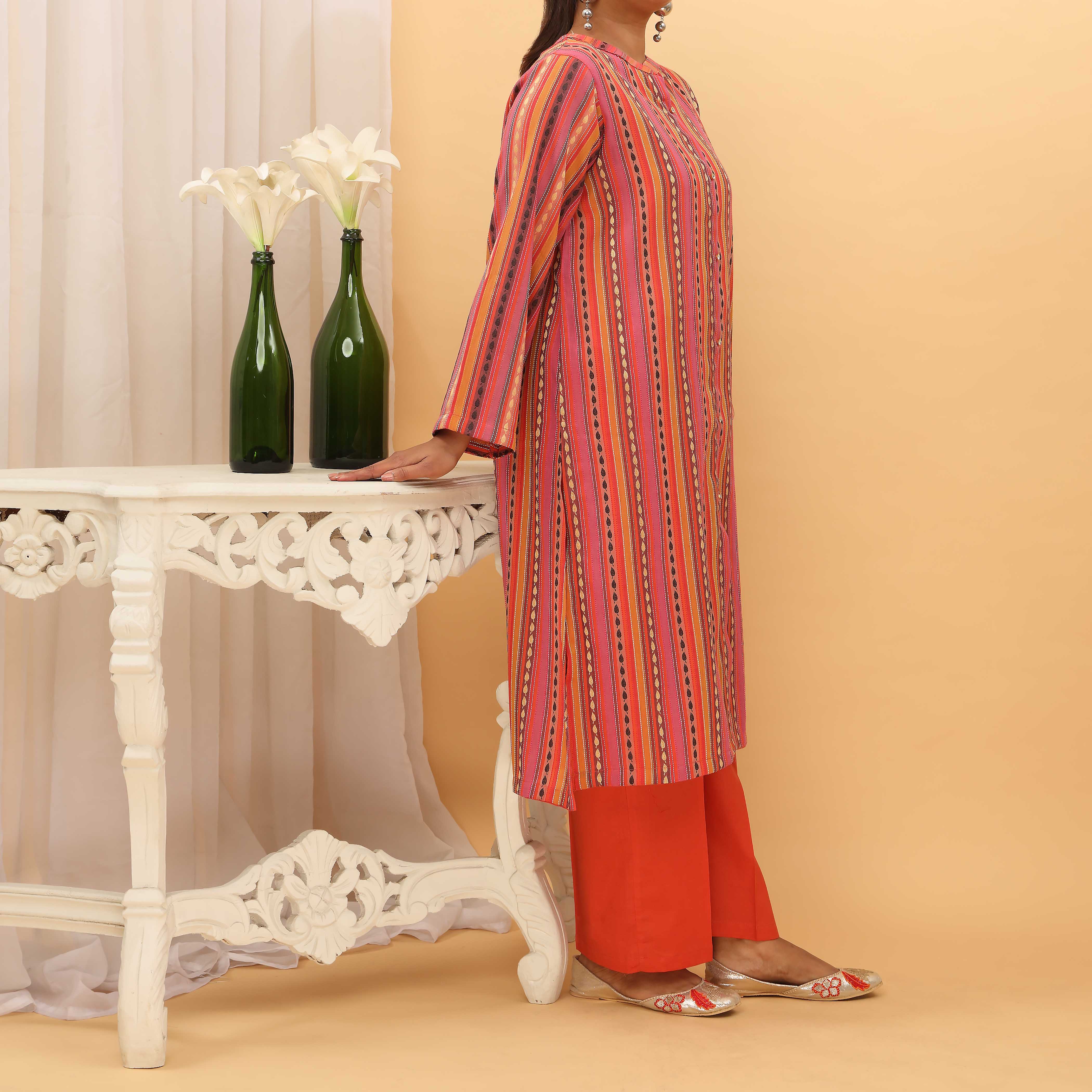 2PC- Yarn Dyed Jaquard Suit PS5046 - Image 2