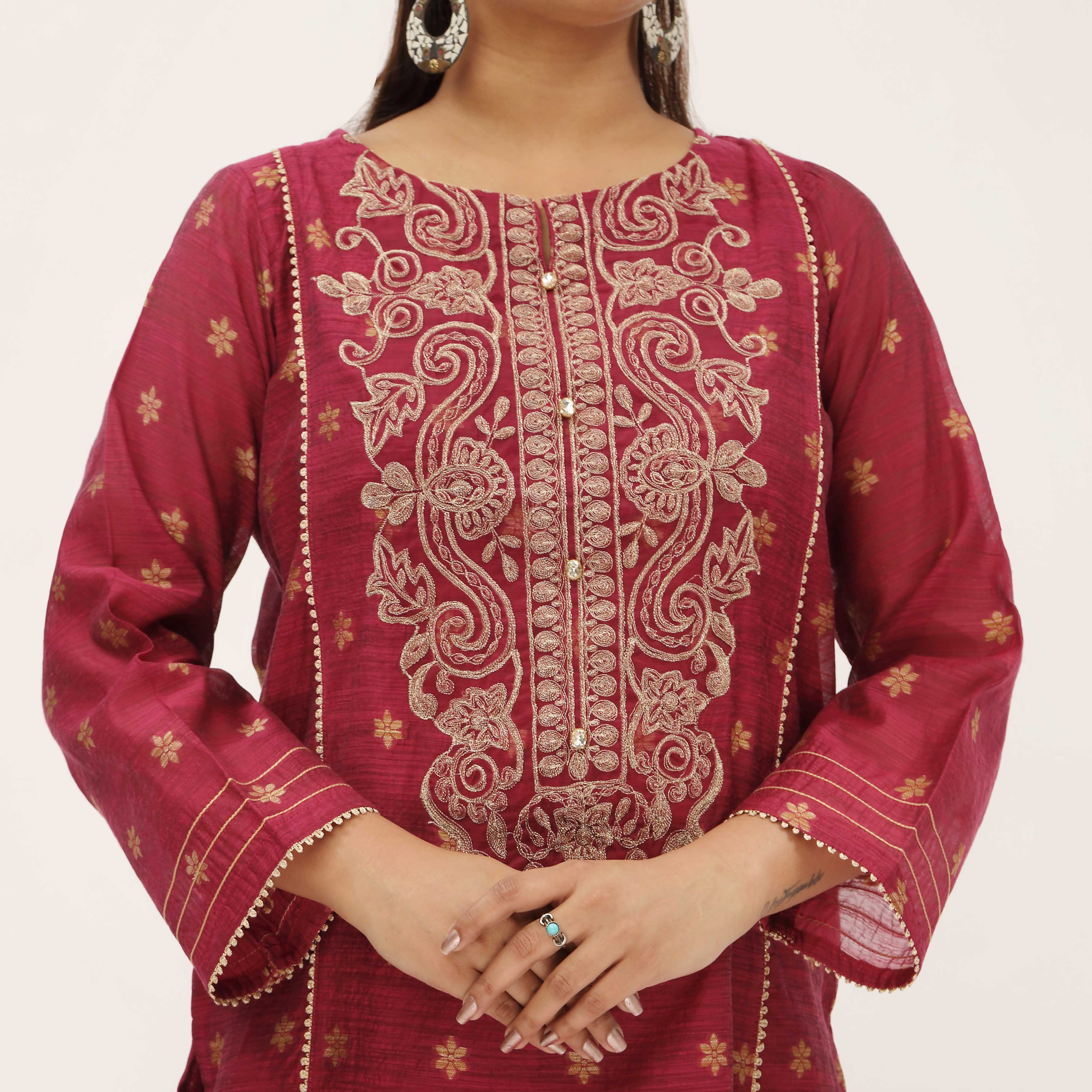 2PC- Yarn Dyed Jaquard Suit PS5252 - Image 2
