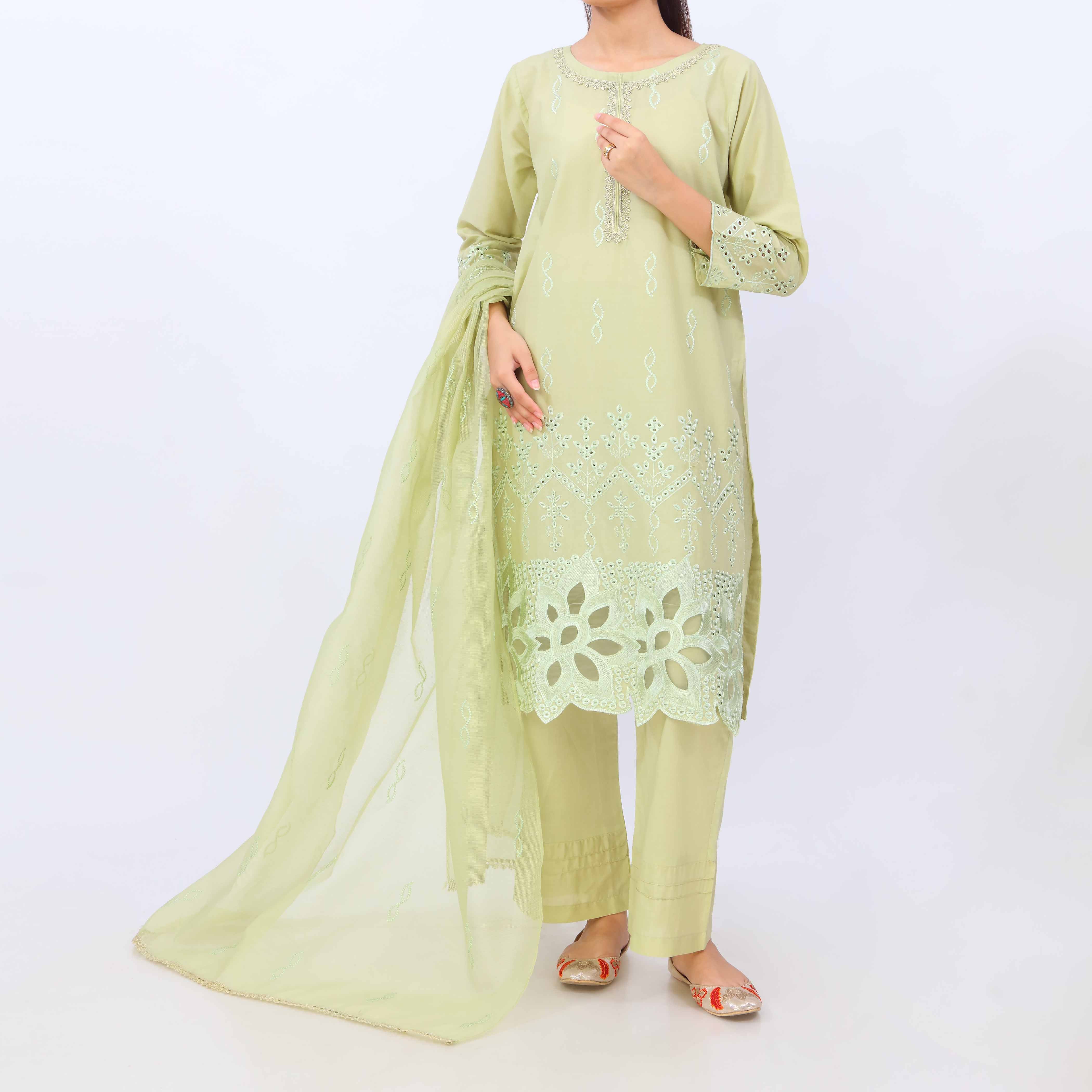 3 PC- Embroidered Cambric Suit PS5206 - Image 2