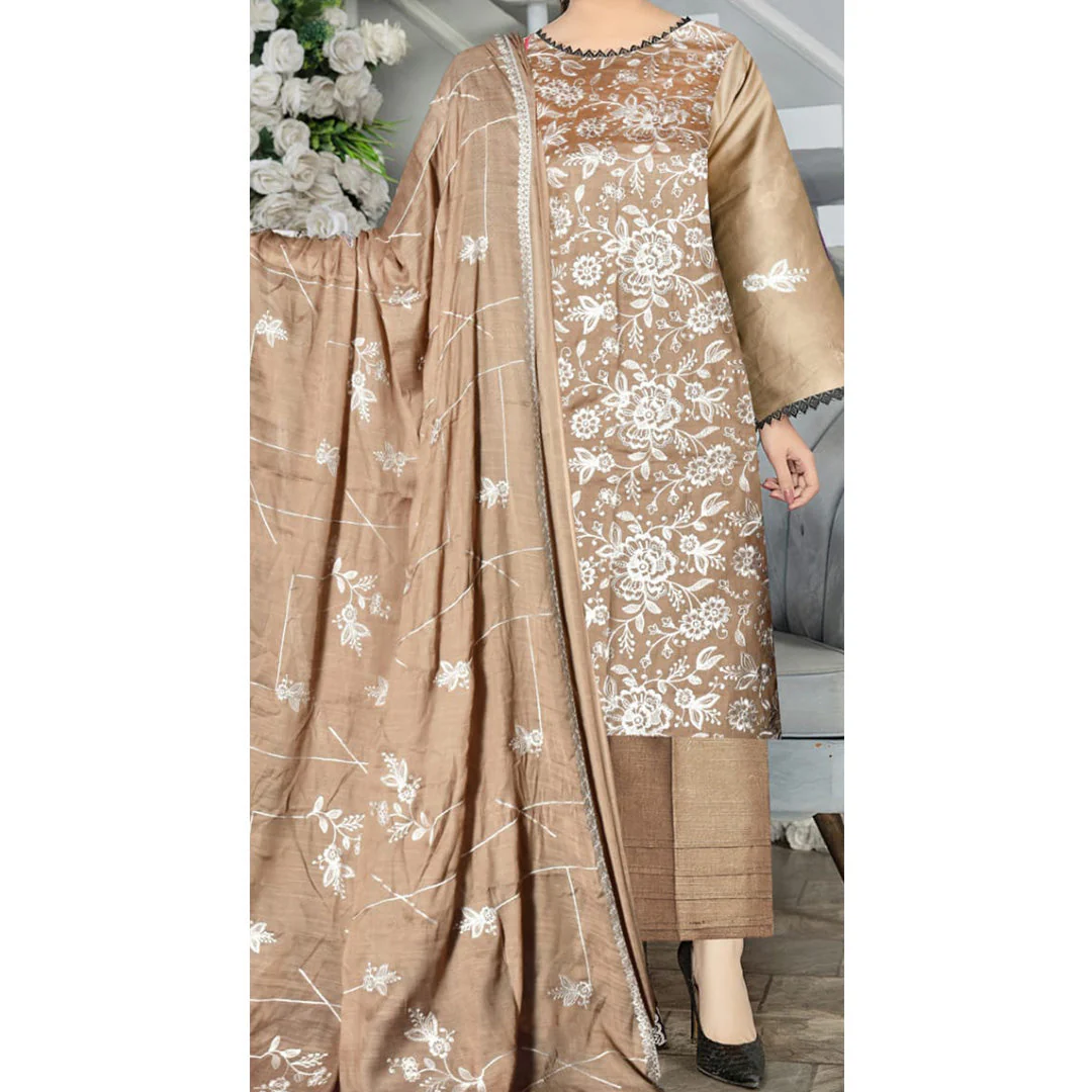 3PC Unstitched Embroidered Suit US5495 - Image 5