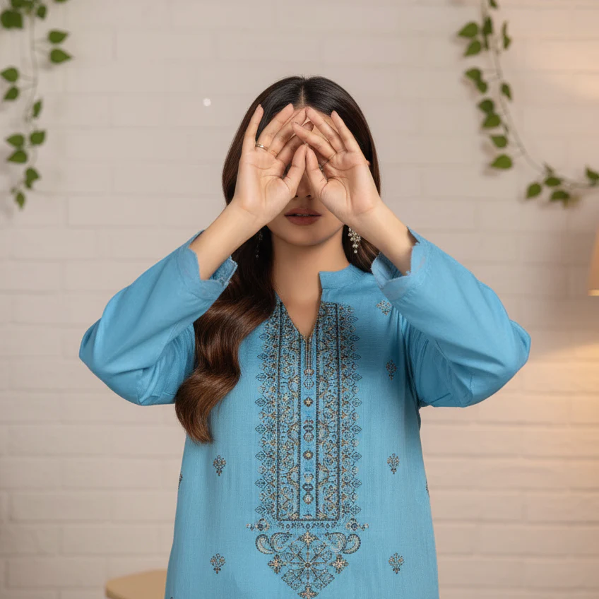 3PC Unstitched Embroidered Suit US5499 - Image 3