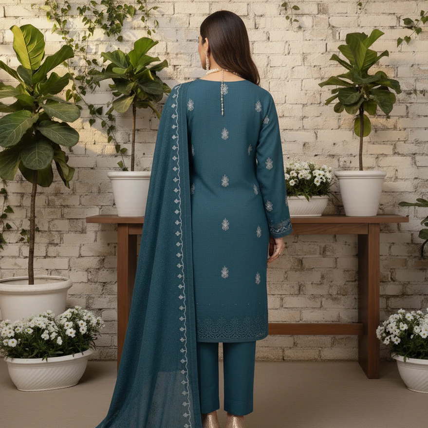3PC Unstitched Embroidered Suit US5502 - Image 4