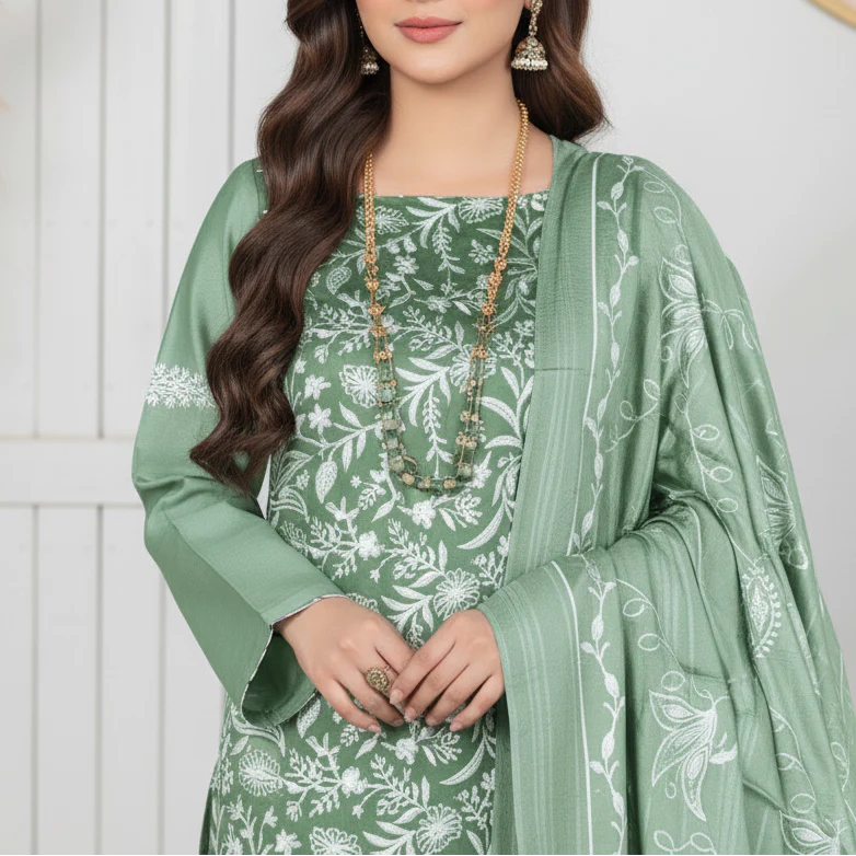 3PC Unstitched Embroidered Suit US5507 - Image 3