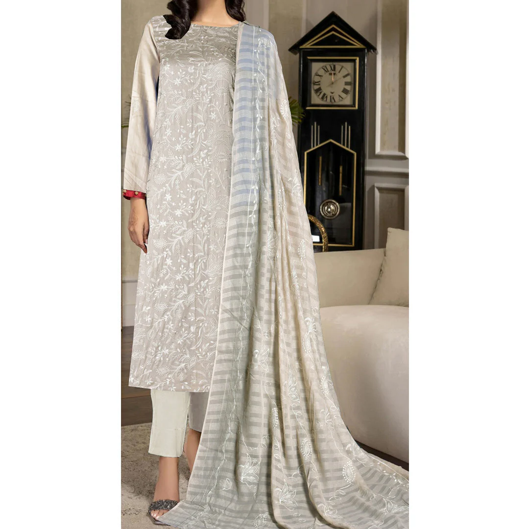 3PC Unstitched Embroidered Suit US5508 - Image 5