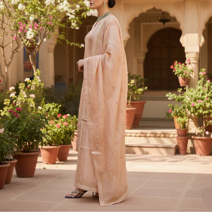 3PC Unstitched Embroidered Suit US5512 - Image 4