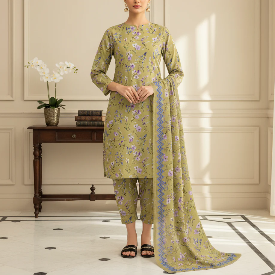 3PC Unstitched Printed Suit US5530 - Image 2